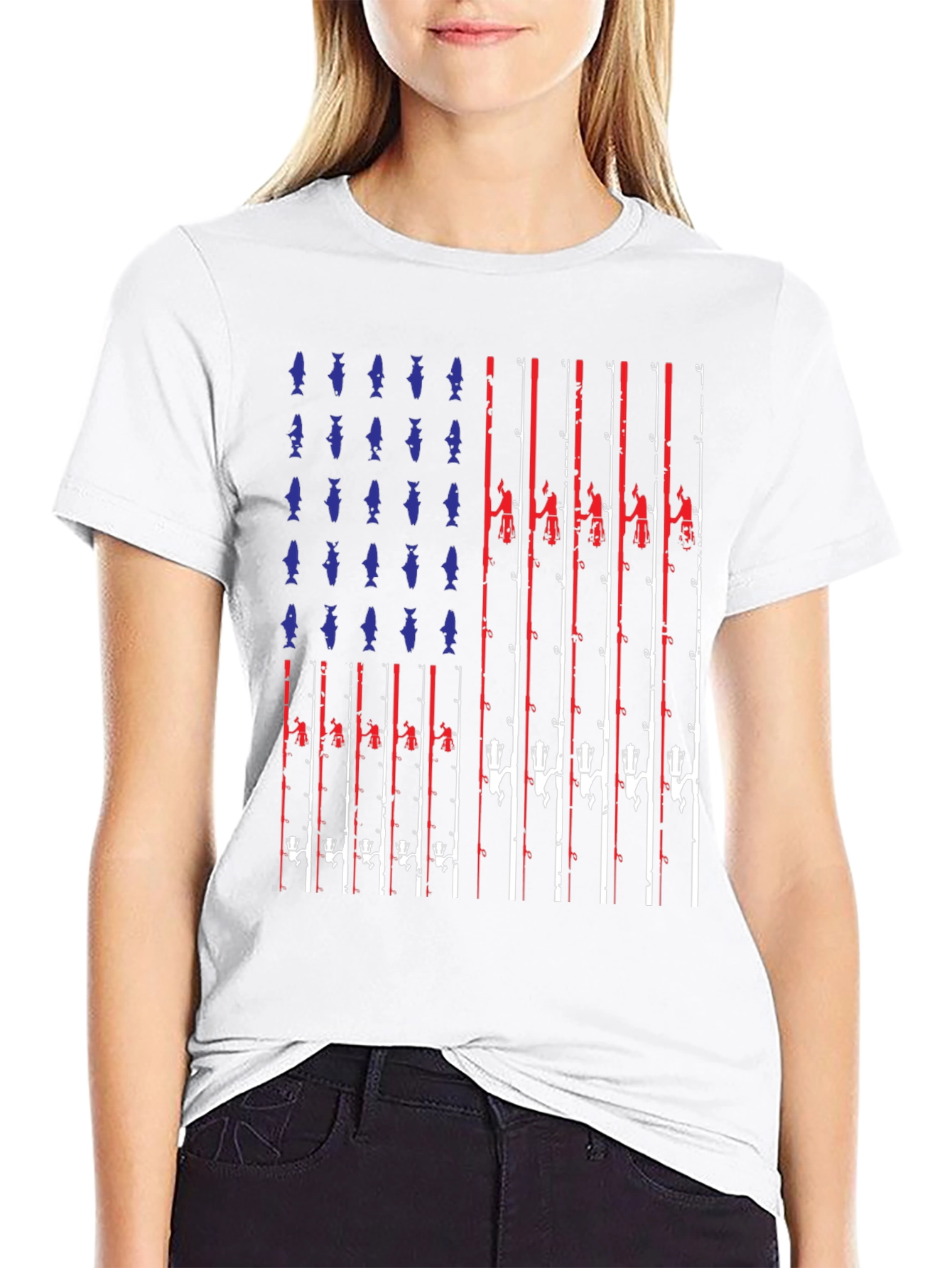 American Flag Fishing T-Shirt - Patriotic Angler