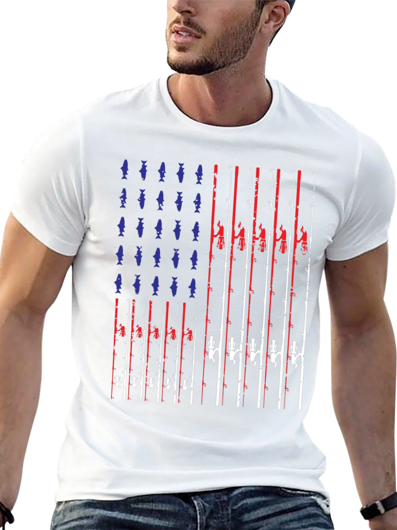 American Flag Fishing T-Shirt - Patriotic Angler