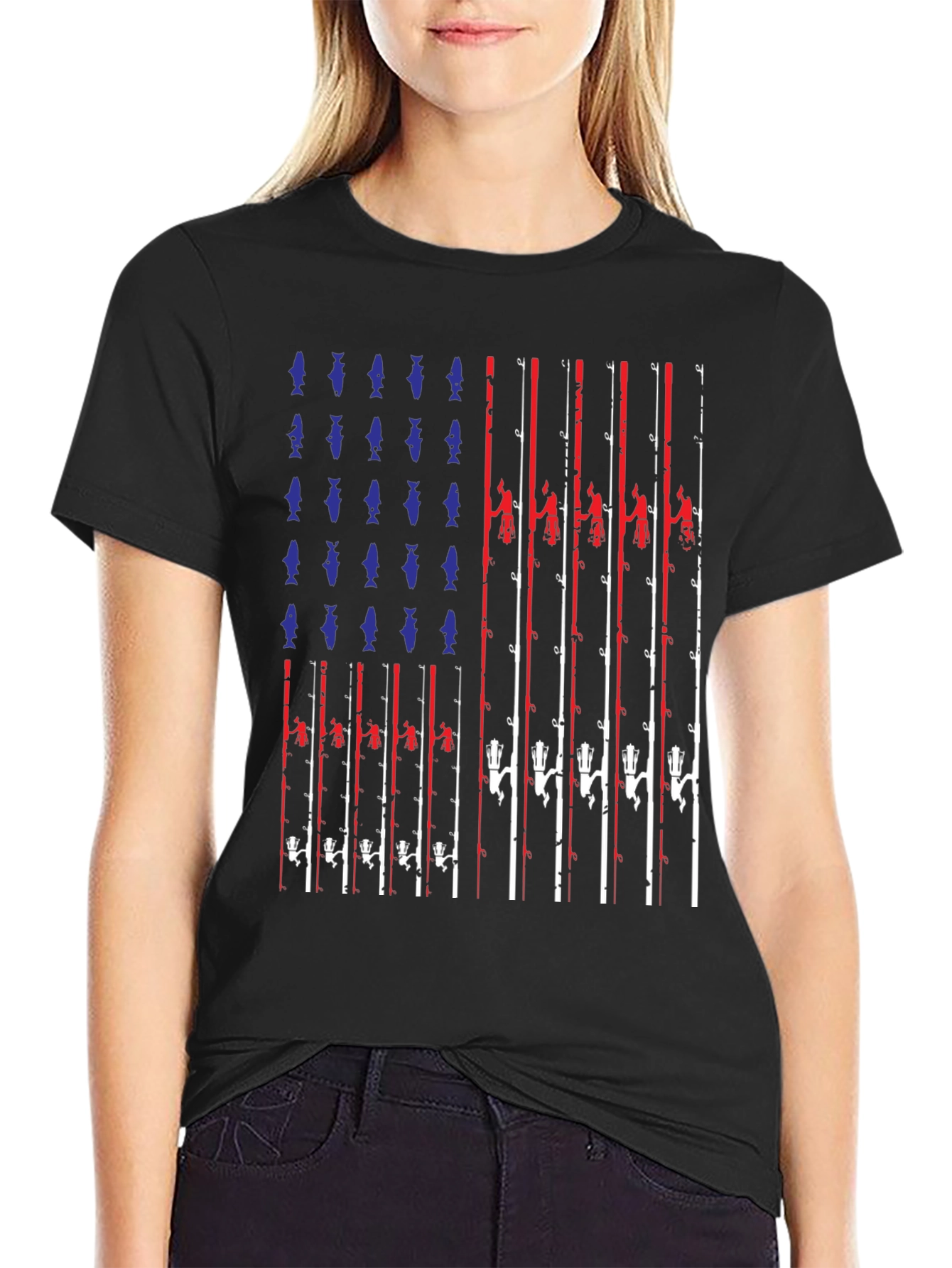 American Flag Fishing T-Shirt - Patriotic Angler