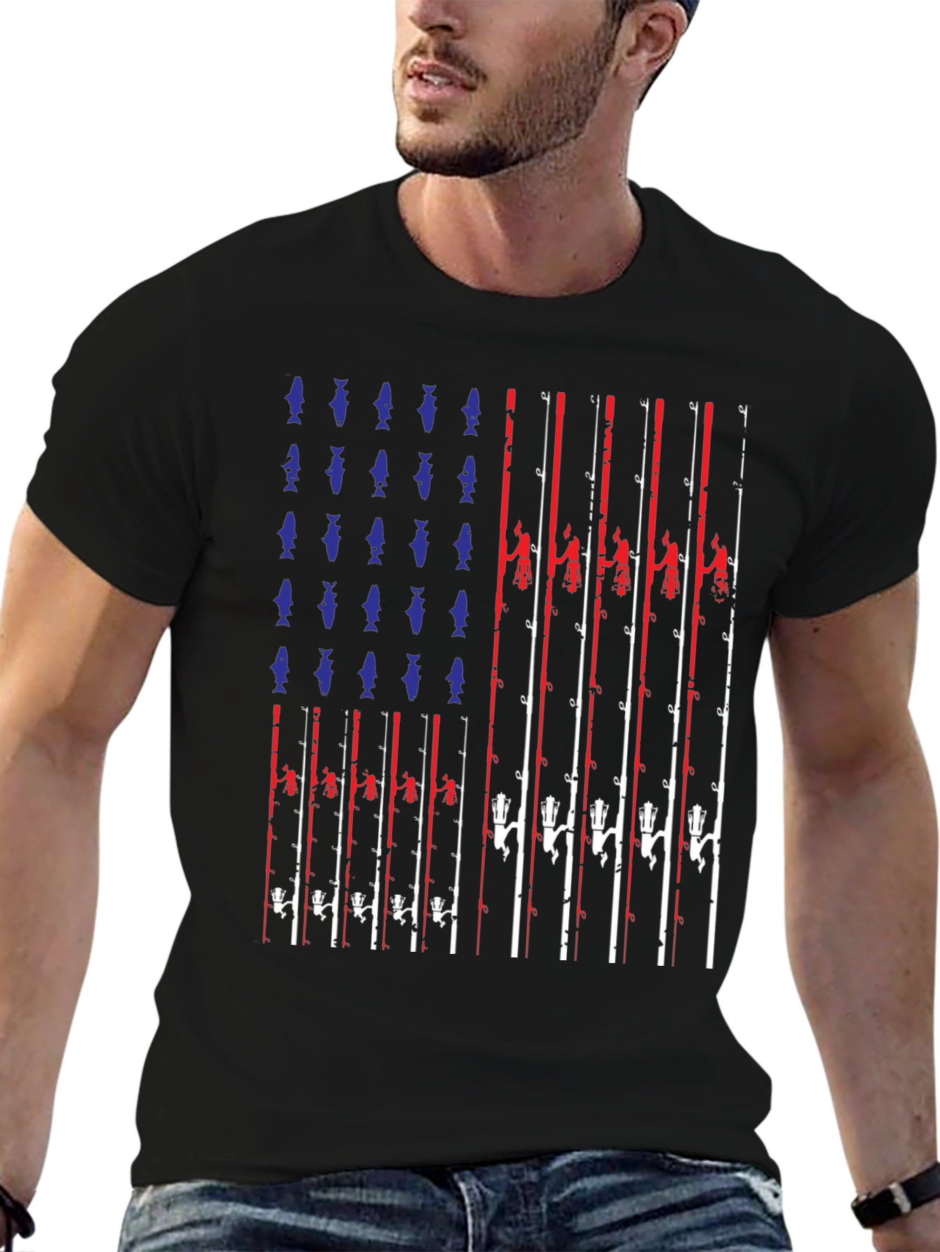 American Flag Fishing T-Shirt - Patriotic Angler