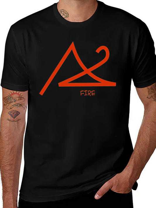 Fire Elemental Symbol Black Graphic Tee