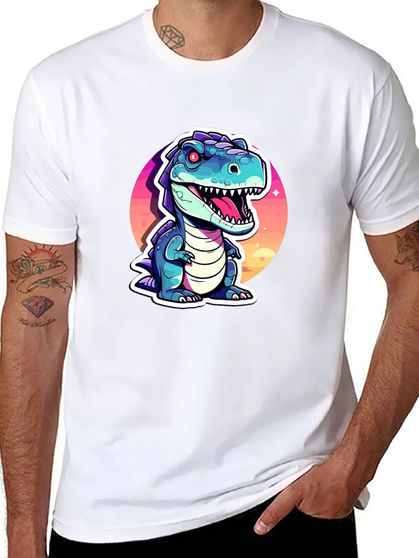 Cartoon Dinosaur Graphic Tee