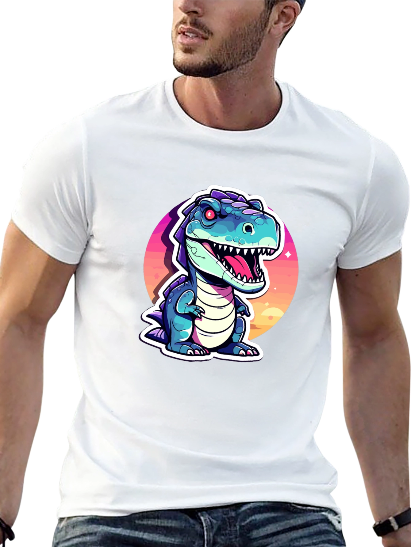 Cartoon Dinosaur Graphic Tee
