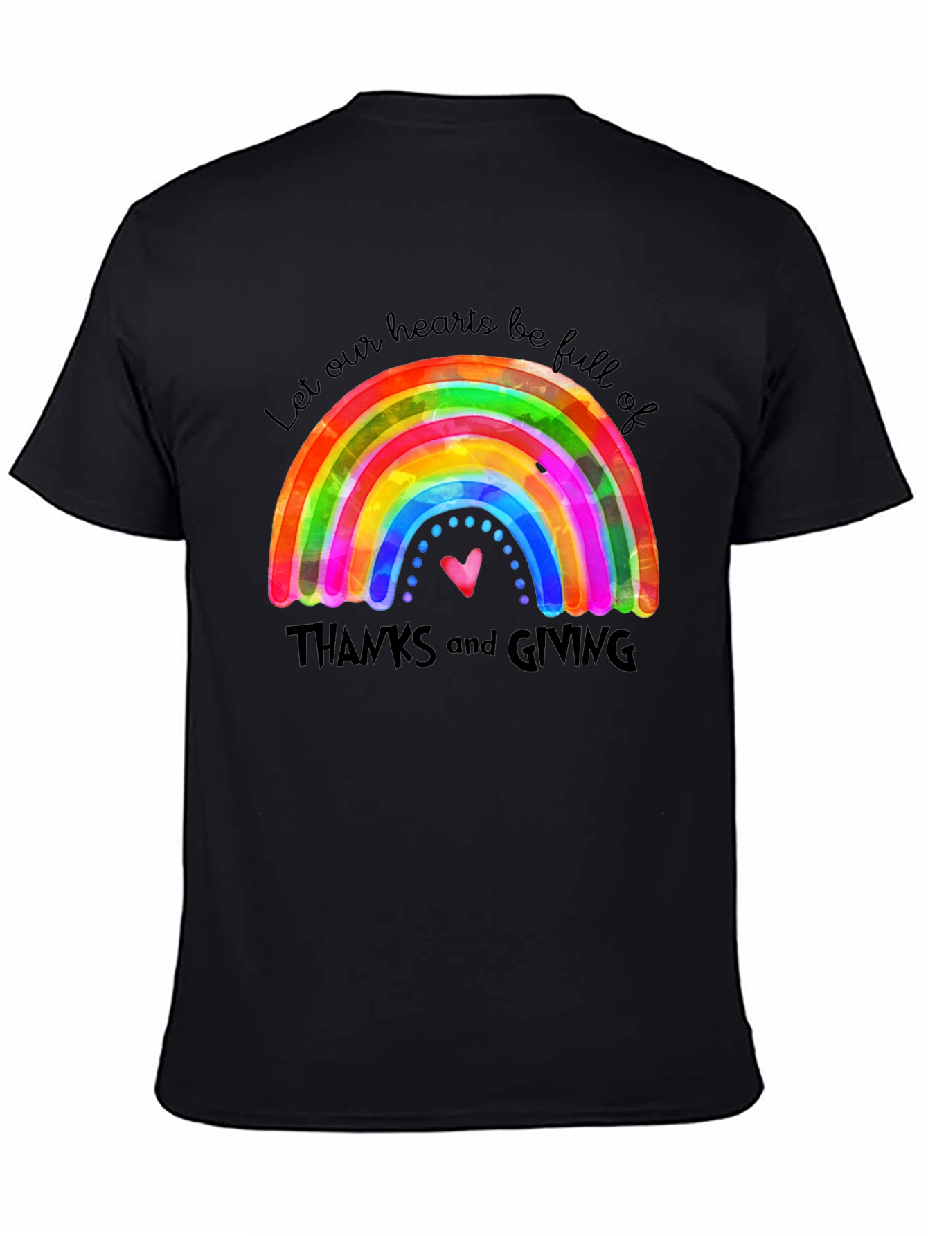 Thanksgiving Rainbow Heart T-Shirt - Gratitude Tee