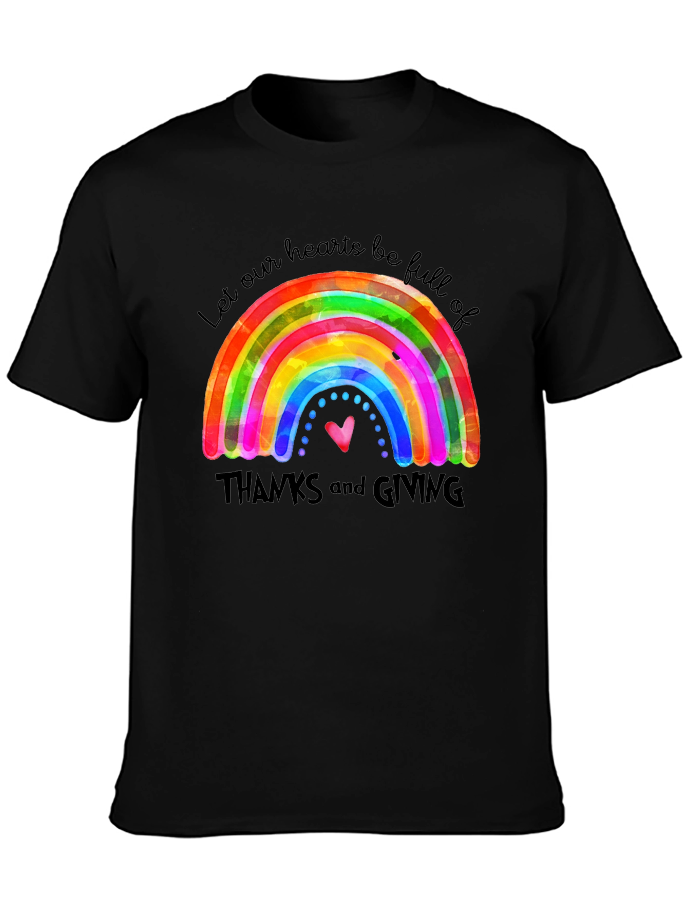 Thanksgiving Rainbow Heart T-Shirt - Gratitude Tee