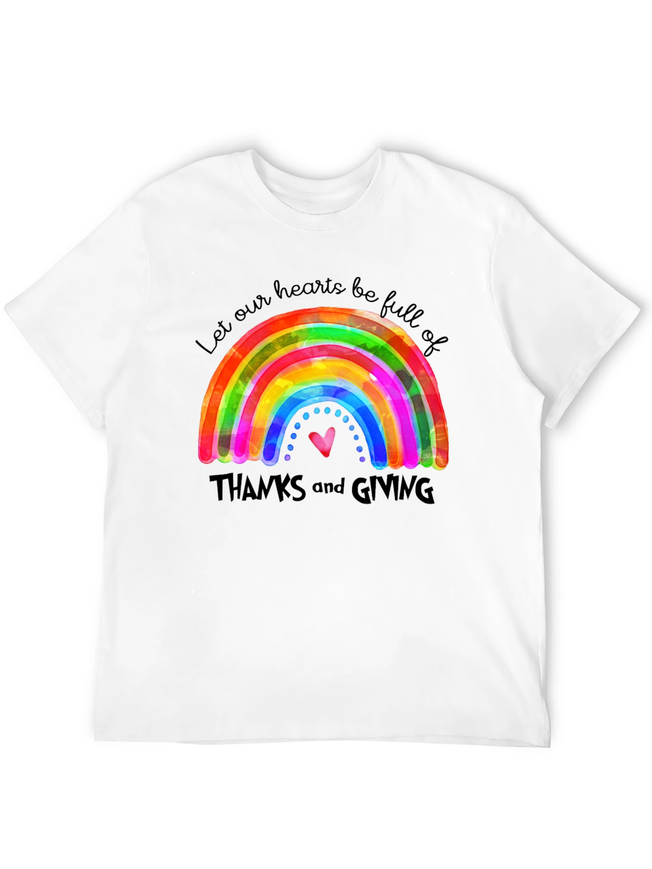 Thanksgiving Rainbow Heart T-Shirt - Gratitude Tee
