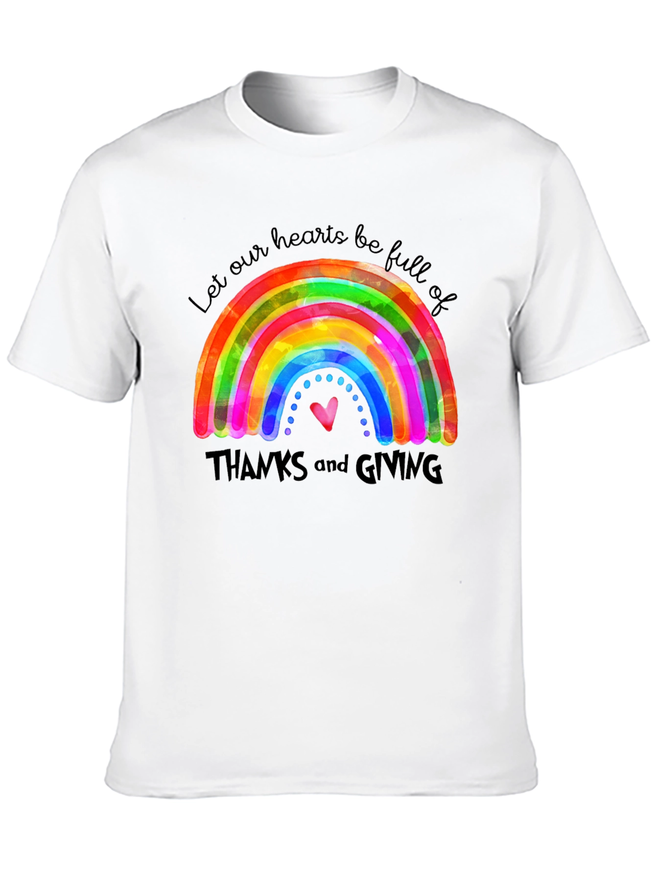 Thanksgiving Rainbow Heart T-Shirt - Gratitude Tee