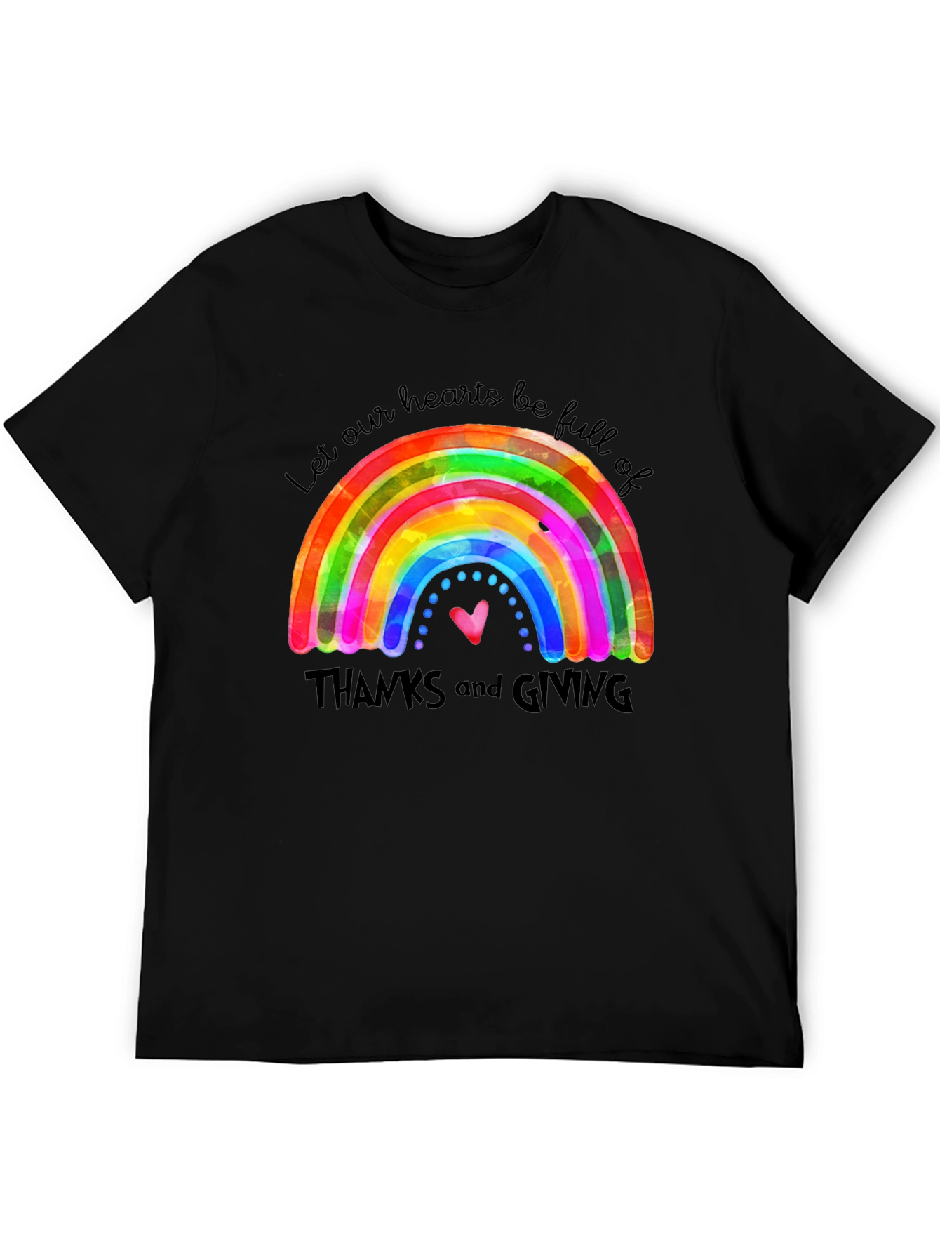 Thanksgiving Rainbow Heart T-Shirt - Gratitude Tee