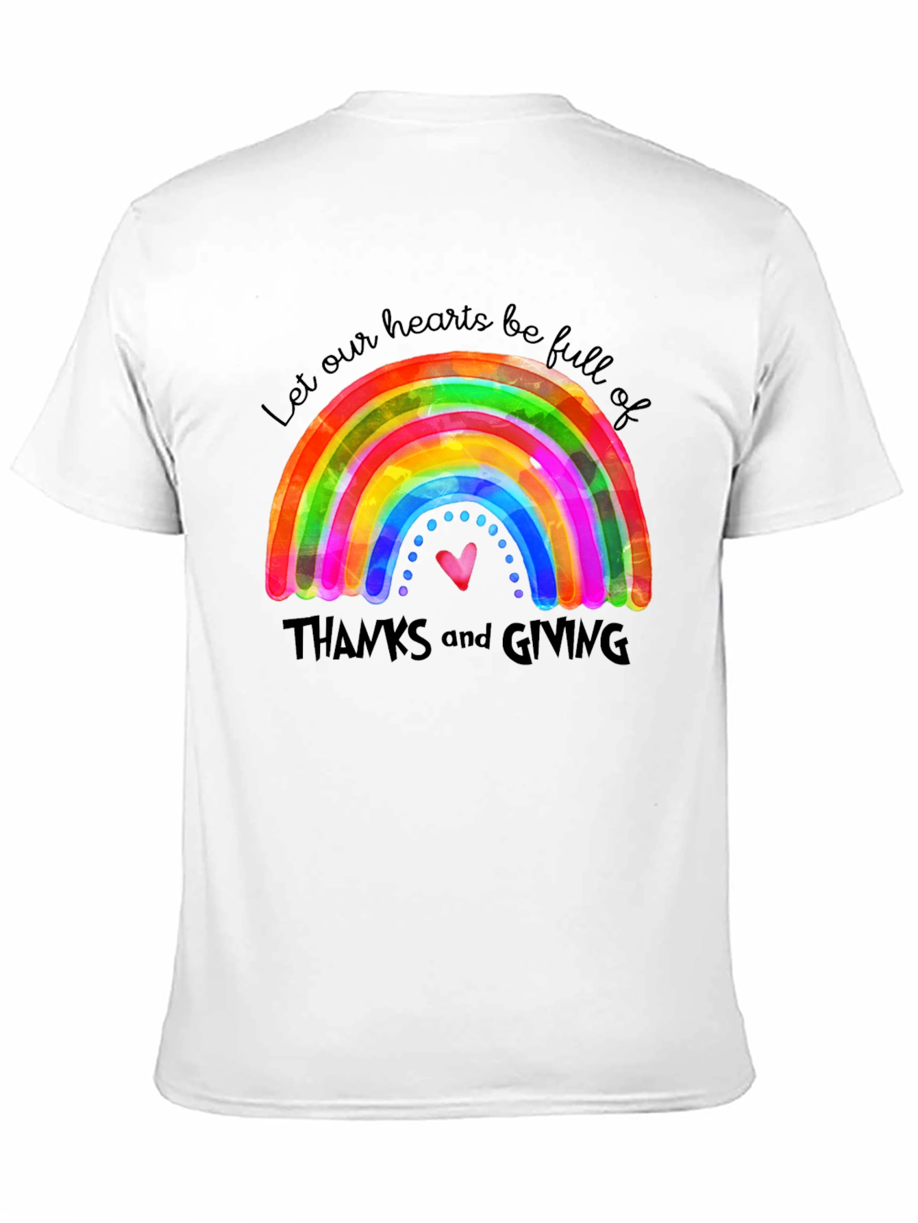 Thanksgiving Rainbow Heart T-Shirt - Gratitude Tee