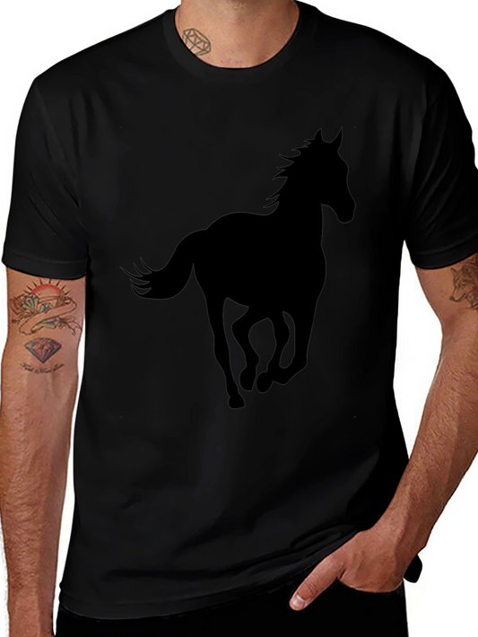 Black Horse Silhouette Graphic Tee - Stylish Casual Wear