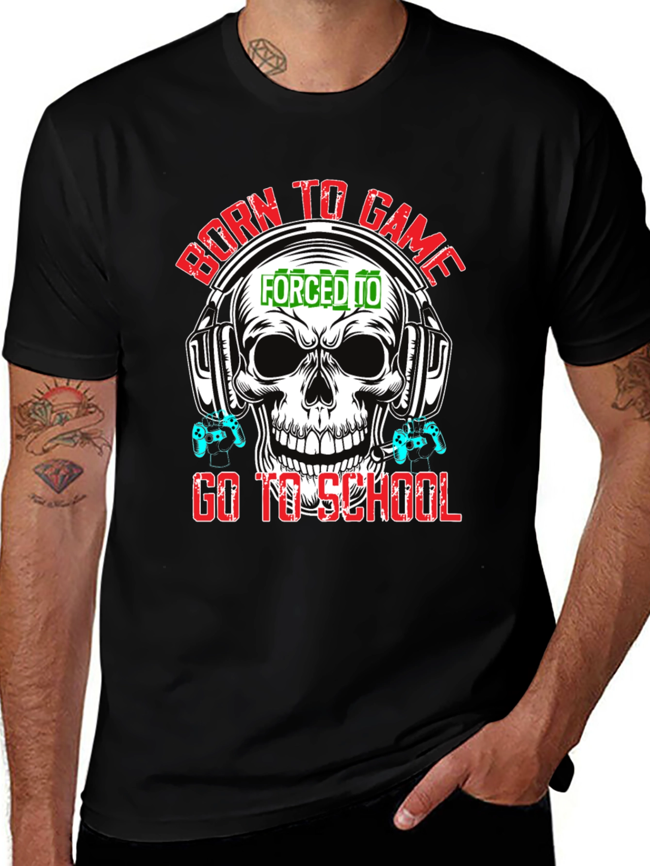 Born To Game Skull Graphic Tee