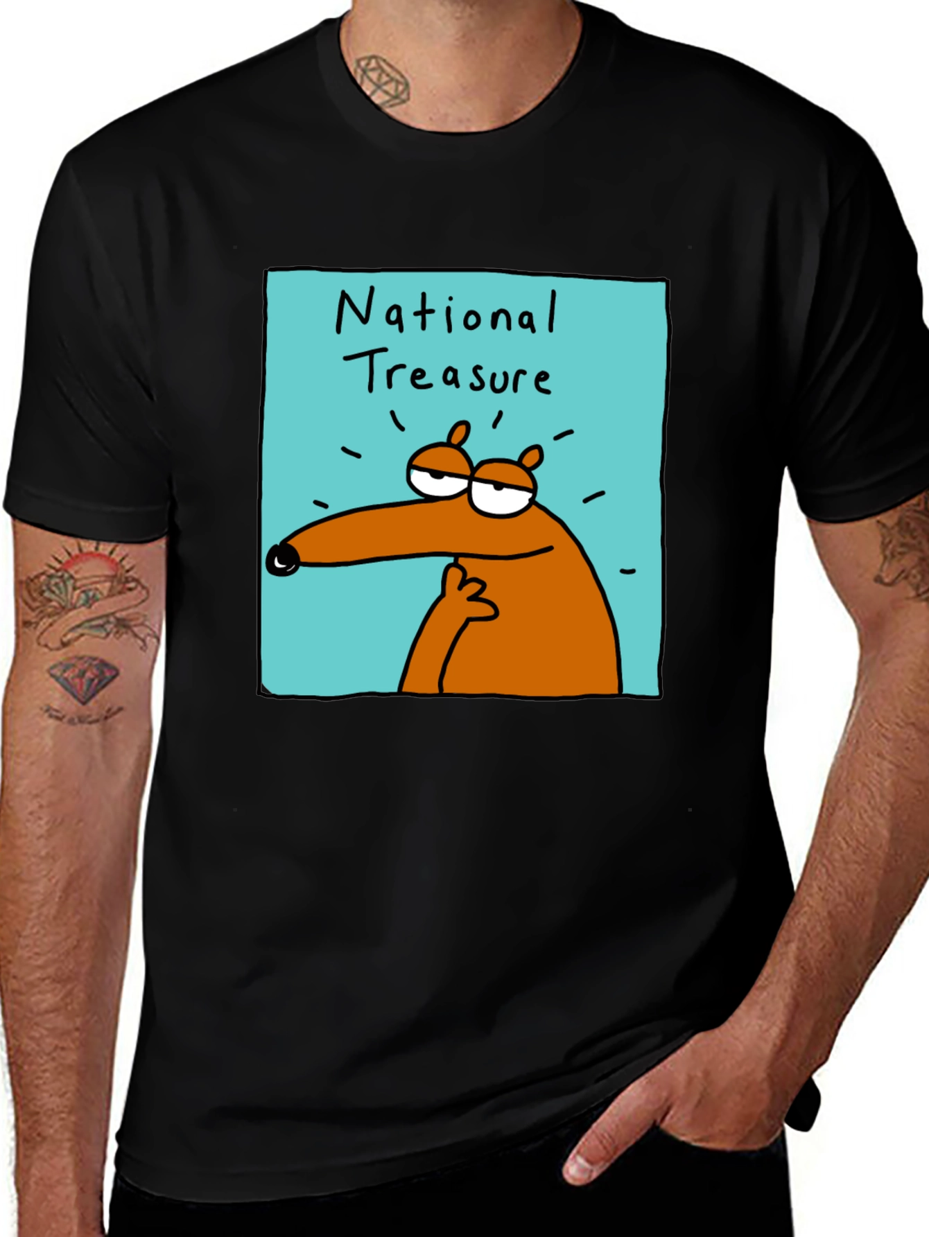 National Treasure Cartoon T-Shirt - Black