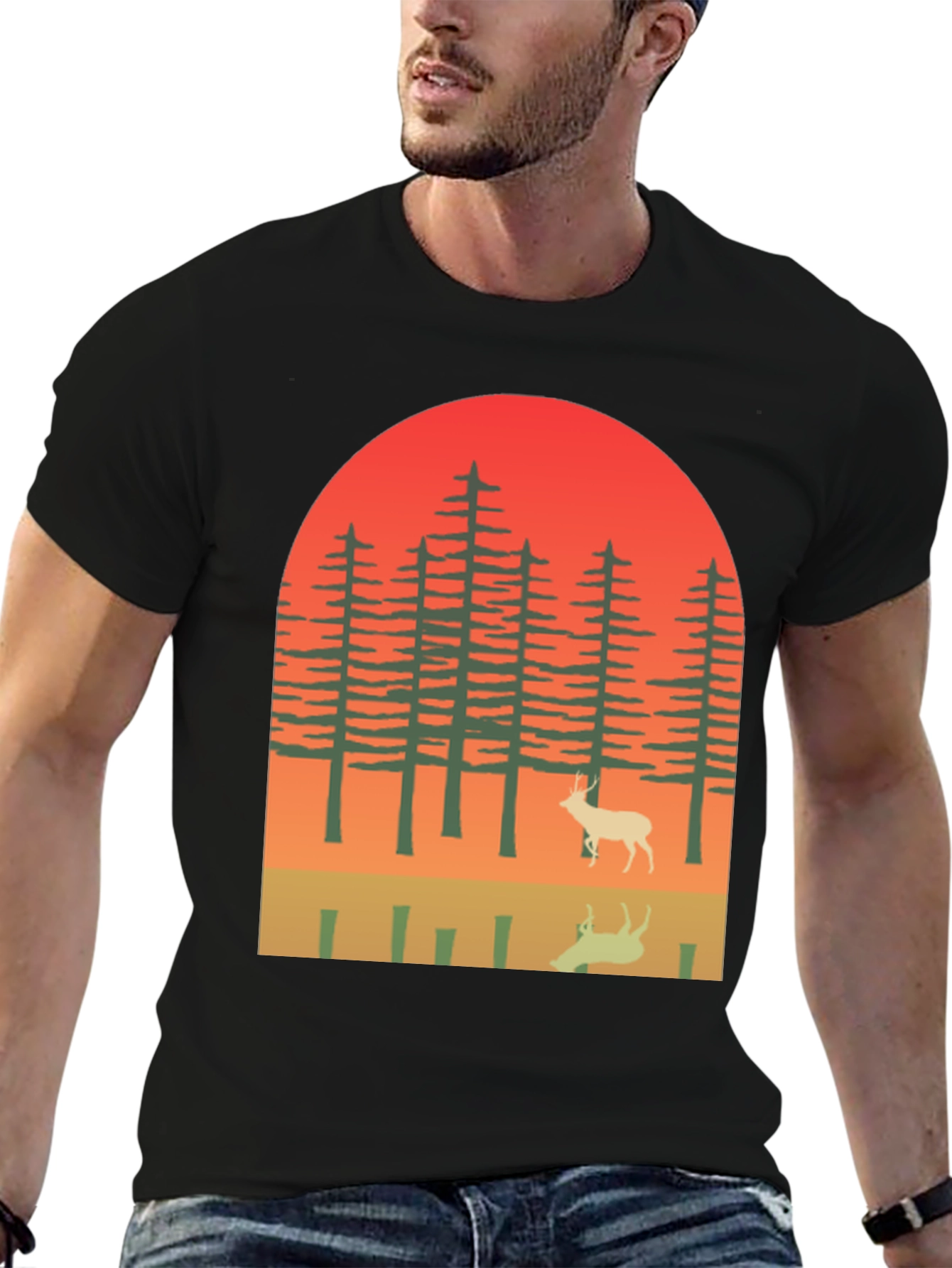 Retro Deer Forest Graphic Tee