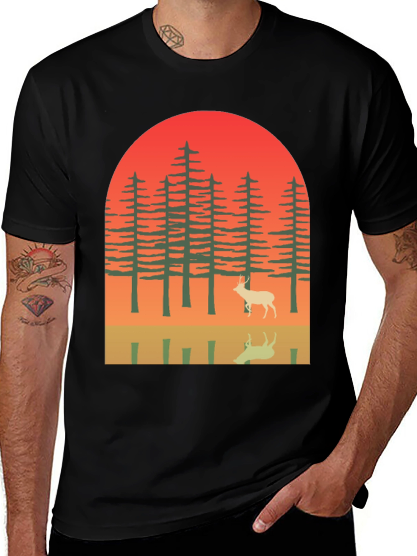Retro Deer Forest Graphic Tee