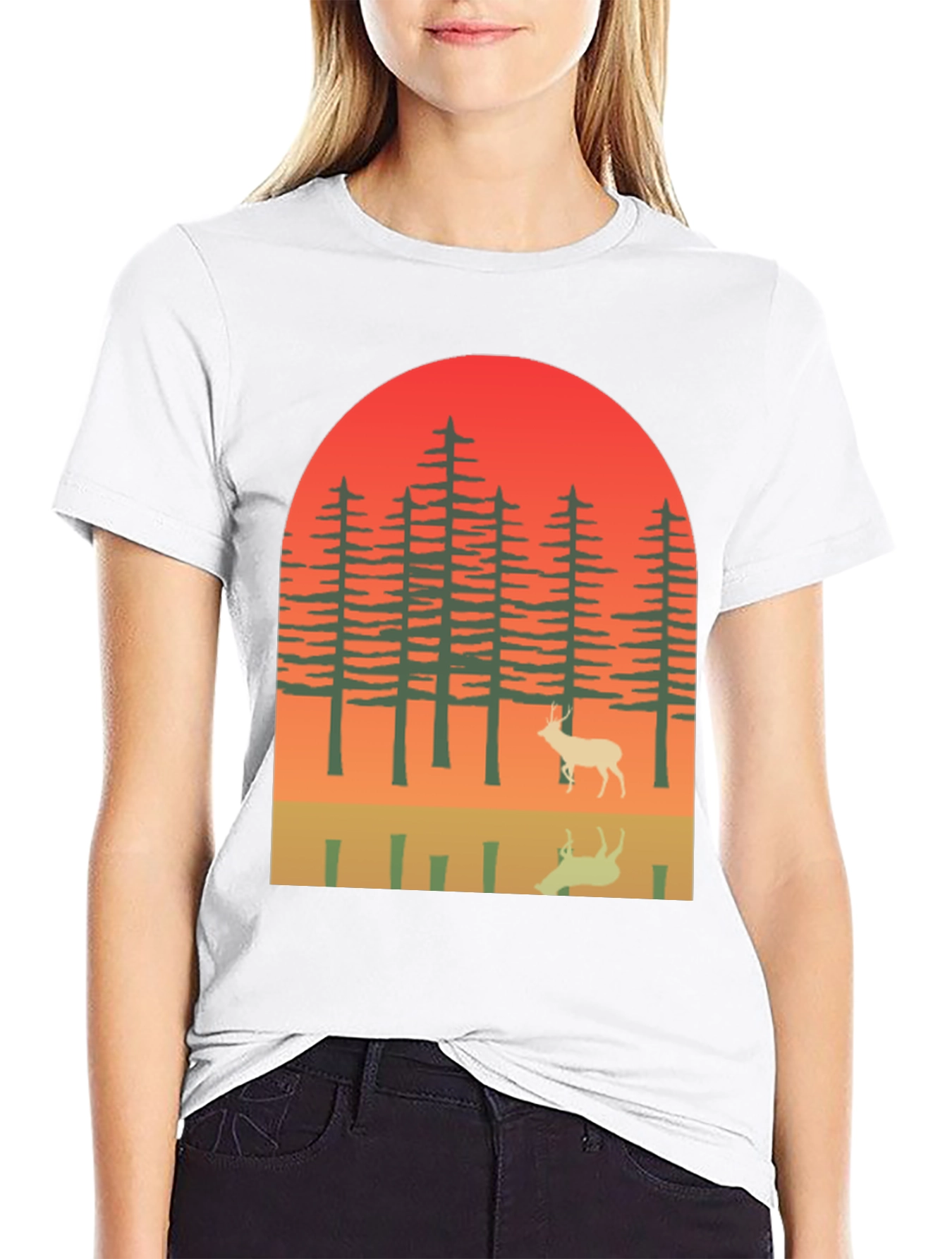 Retro Deer Forest Graphic Tee