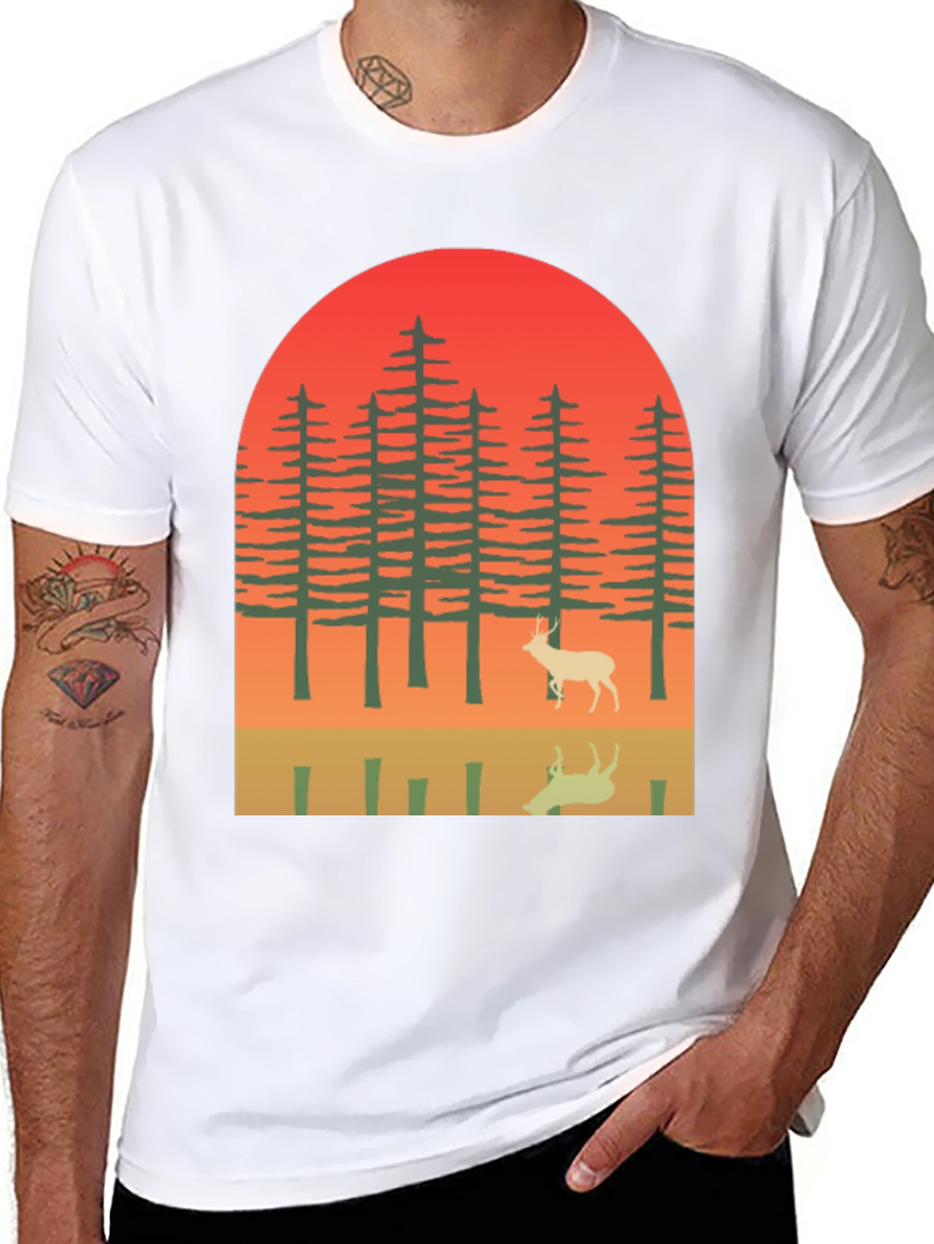 Retro Deer Forest Graphic Tee