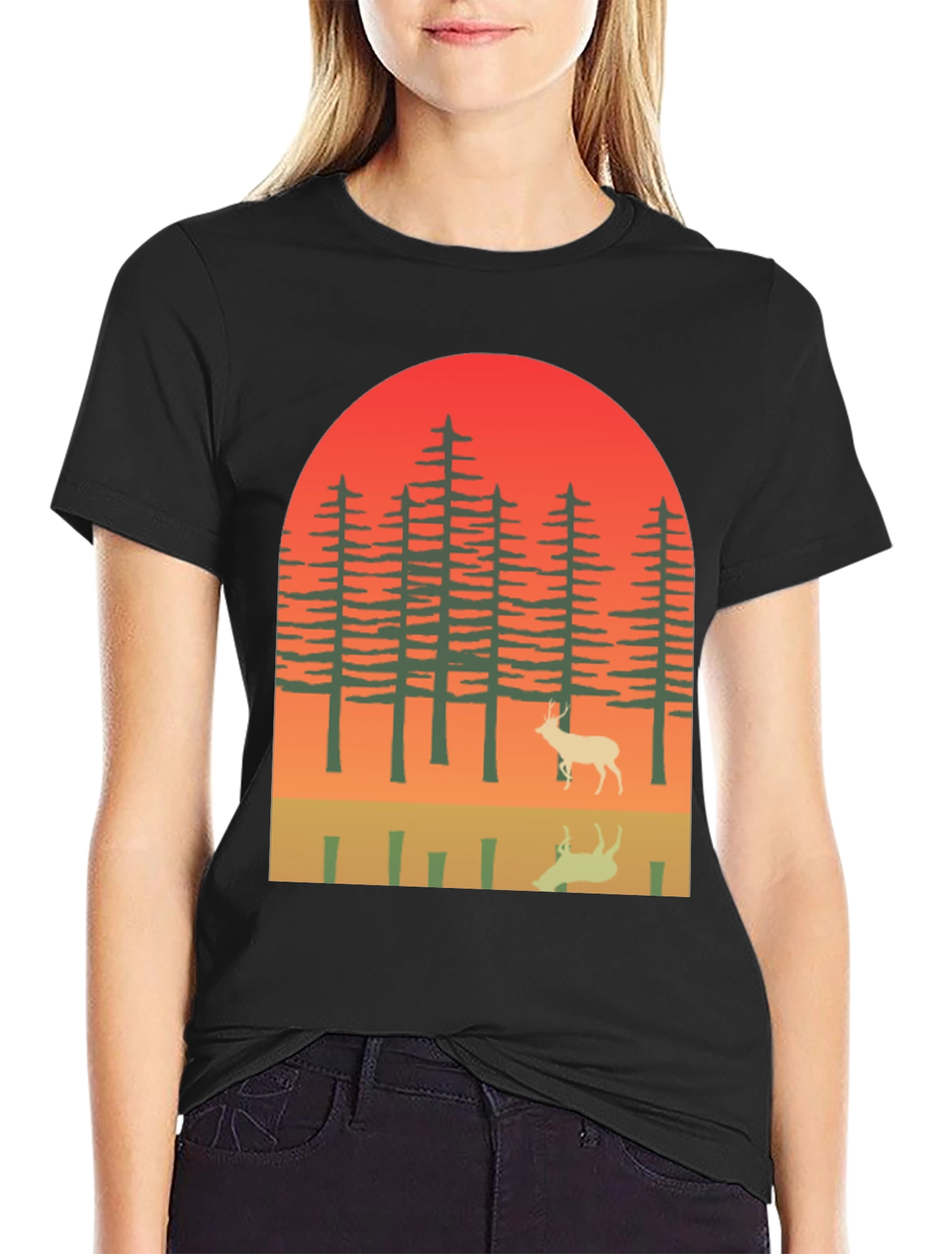 Retro Deer Forest Graphic Tee