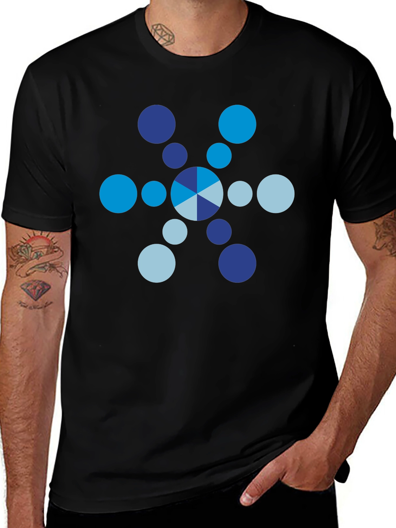 Modern Graphic Tee: Blue Circle Design