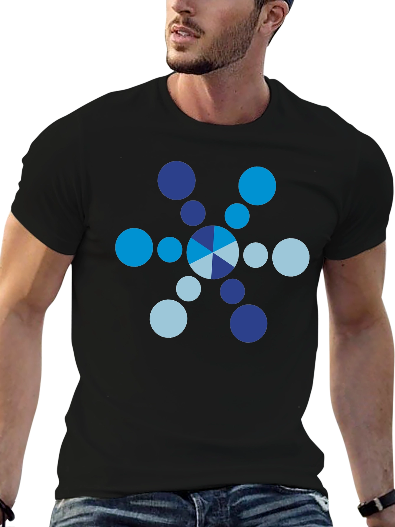 Modern Graphic Tee: Blue Circle Design