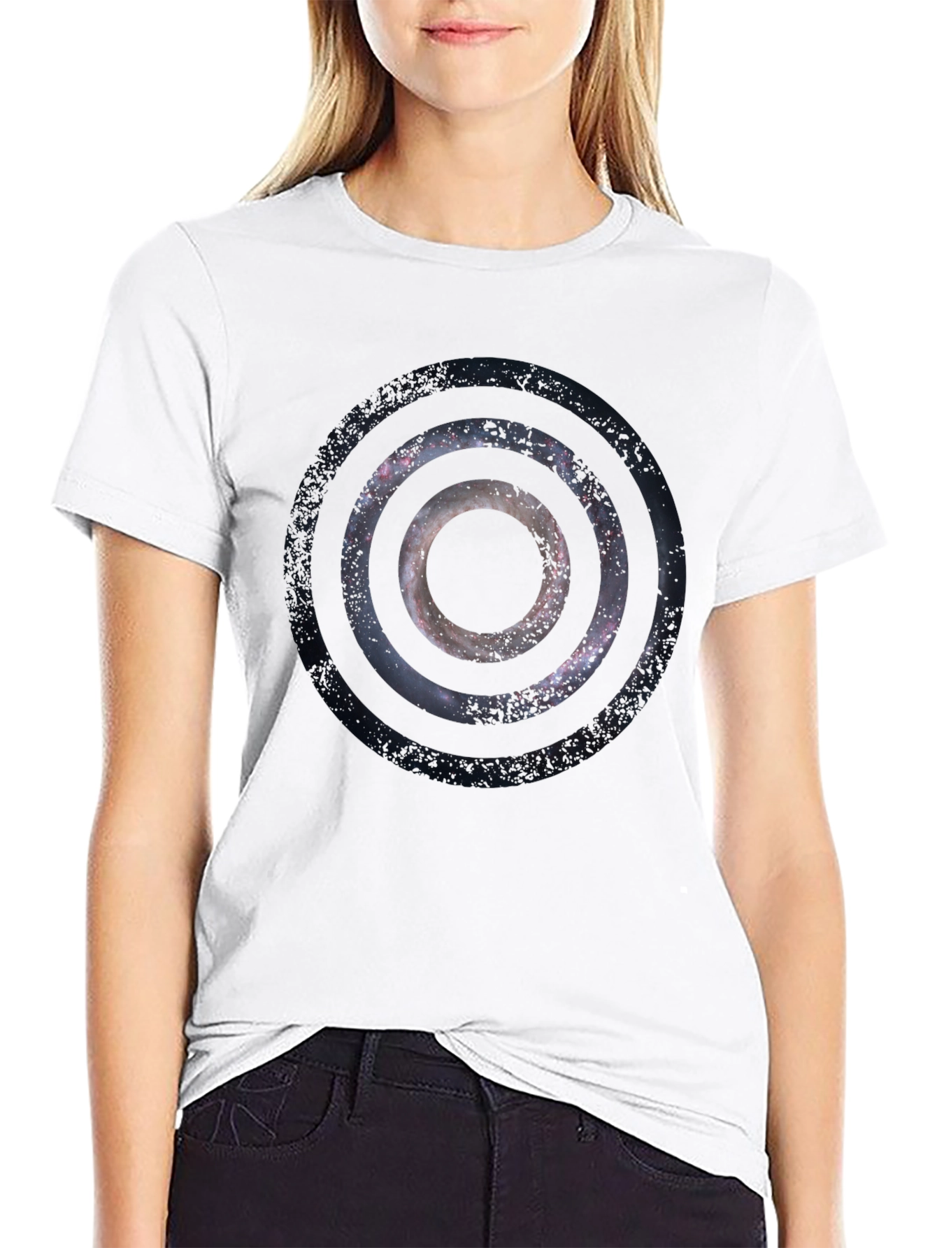 Abstract Galaxy Circle Graphic Tee - Black