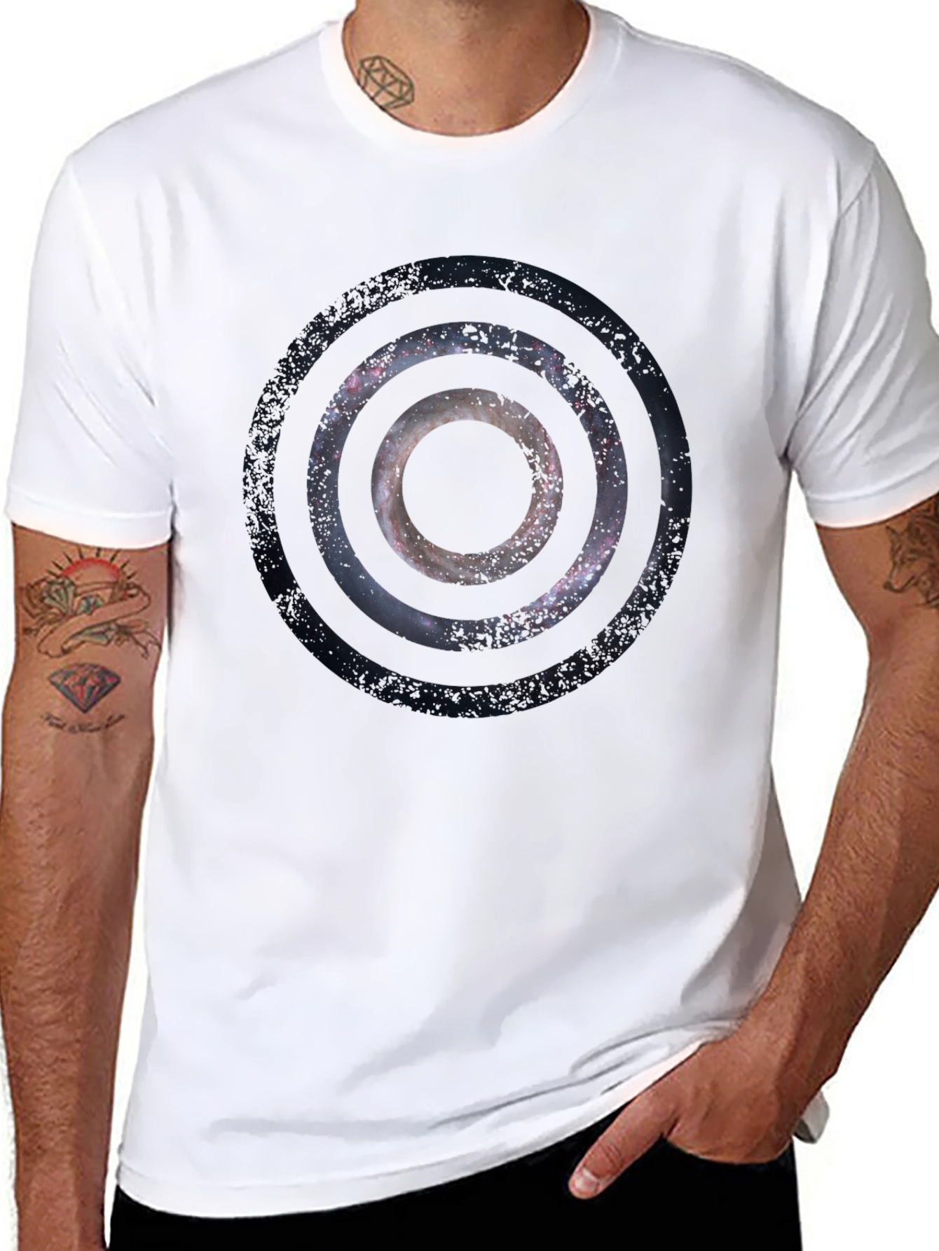 Abstract Galaxy Circle Graphic Tee - Black