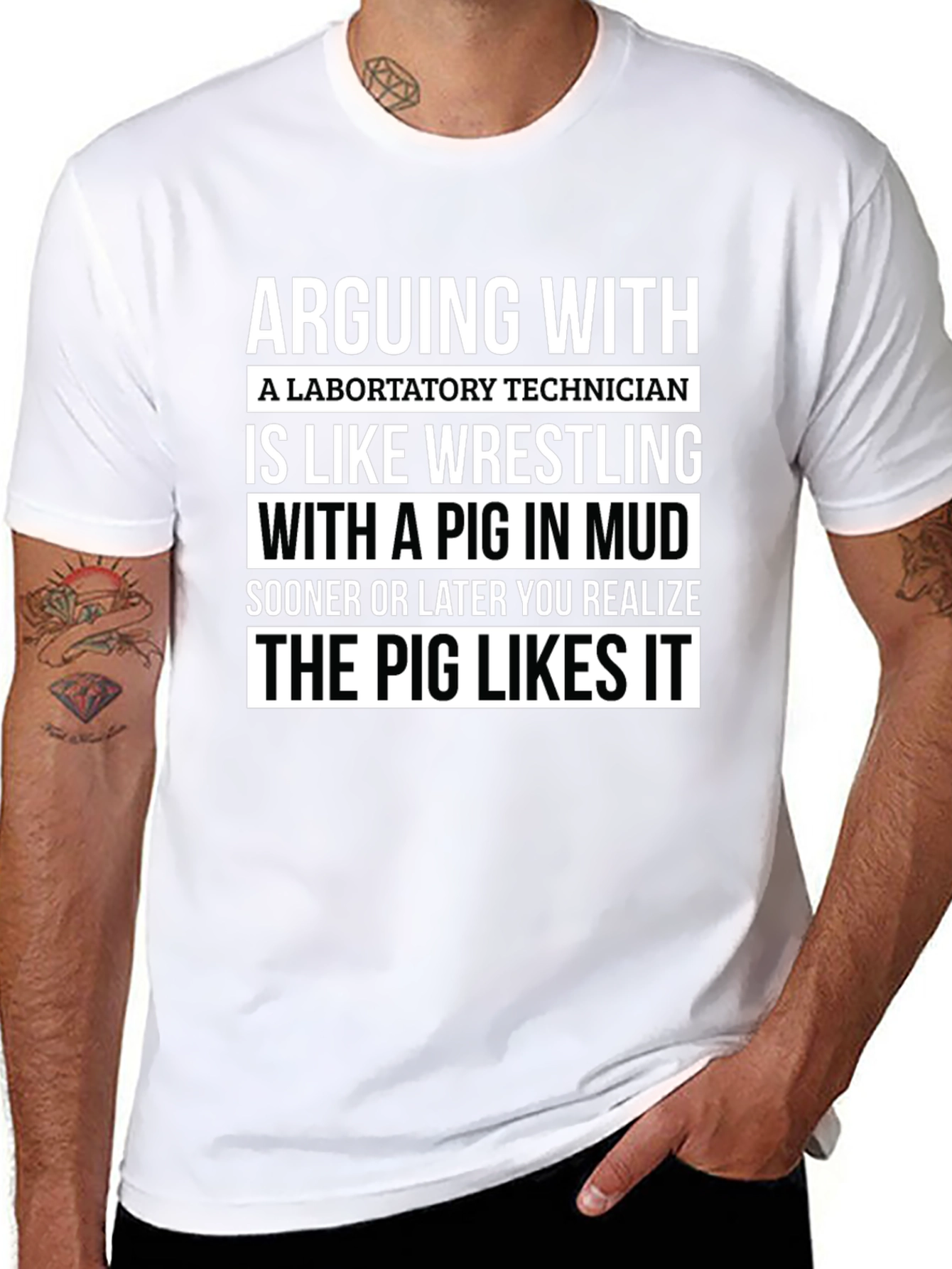 Arguing With Lab Tech Pig Likes It T-Shirt
