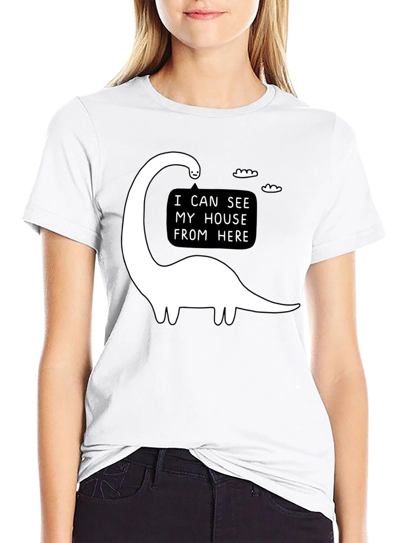 Dino House View T-Shirt - Funny Graphic Tee