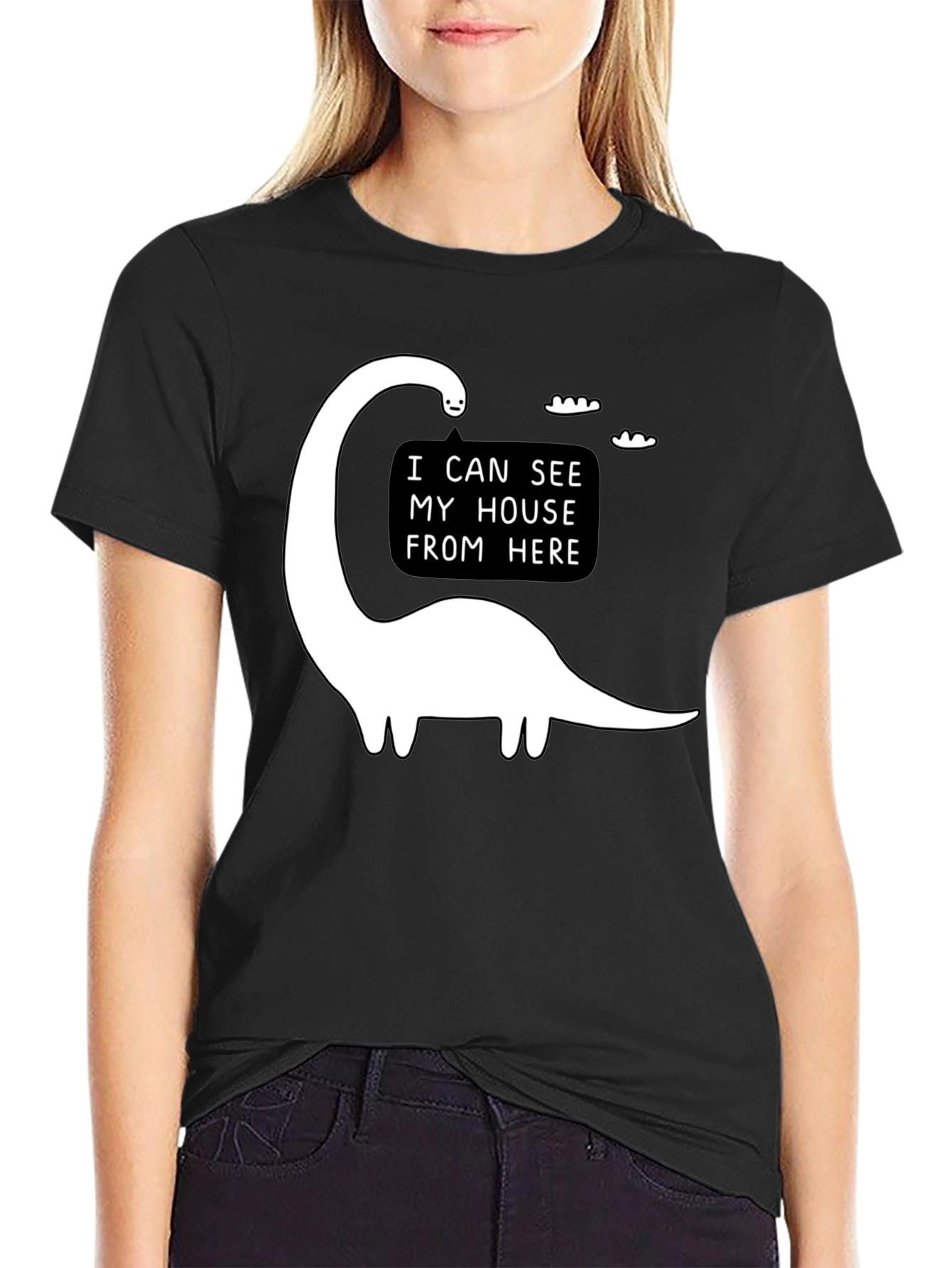 Dino House View T-Shirt - Funny Graphic Tee