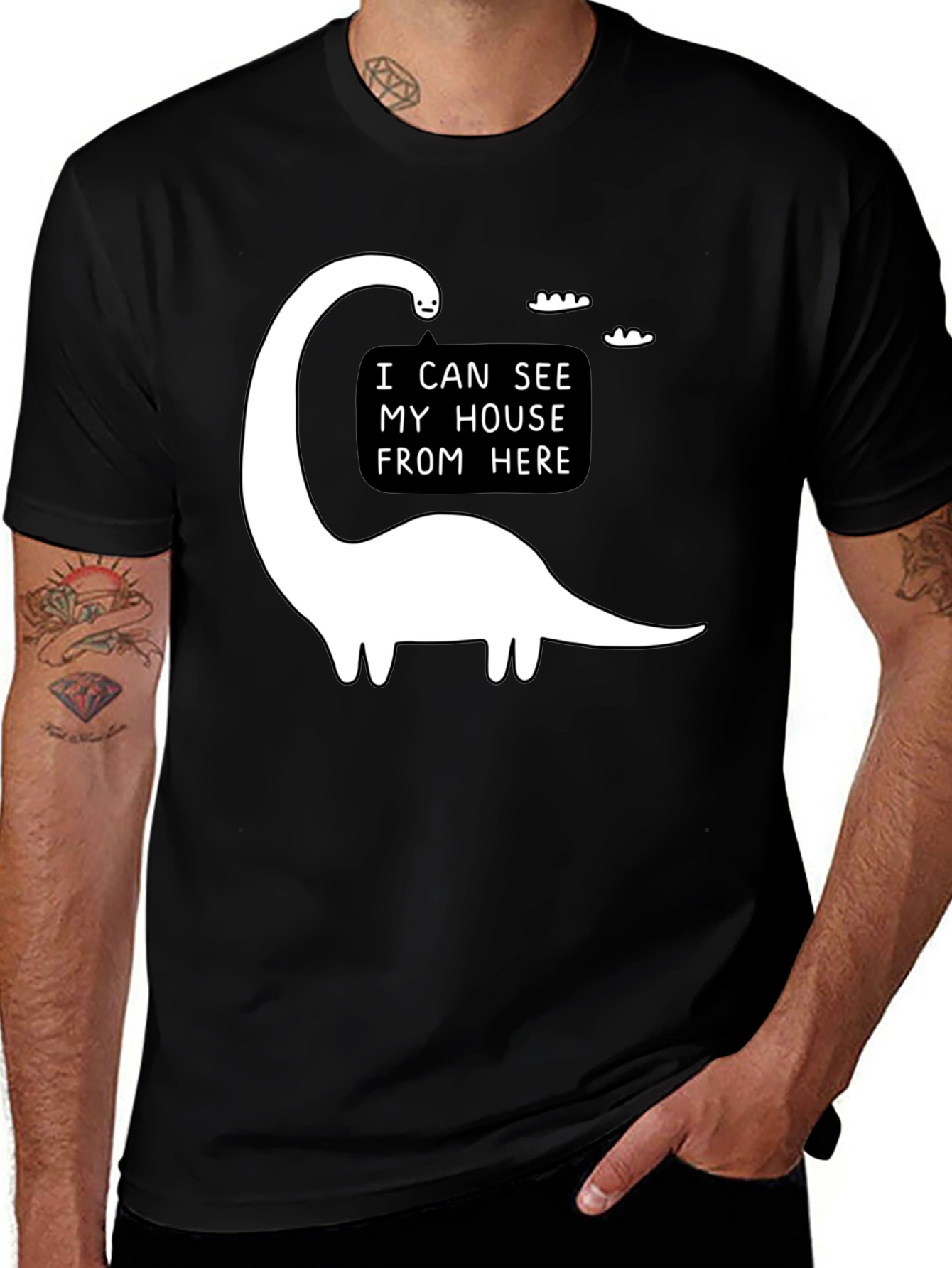 Dino House View T-Shirt - Funny Graphic Tee
