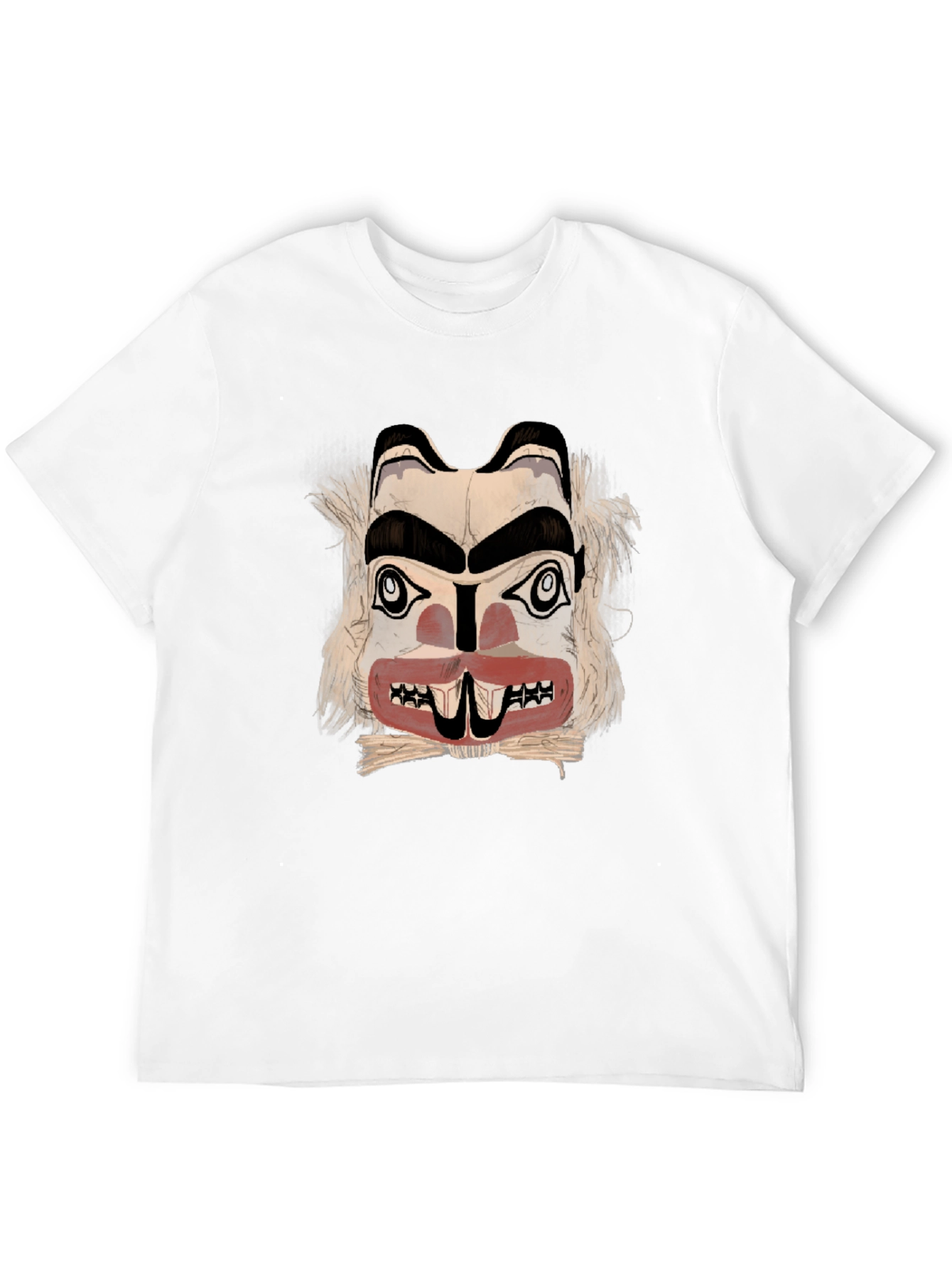 Graphic Tee: Native American Mask Design - Black