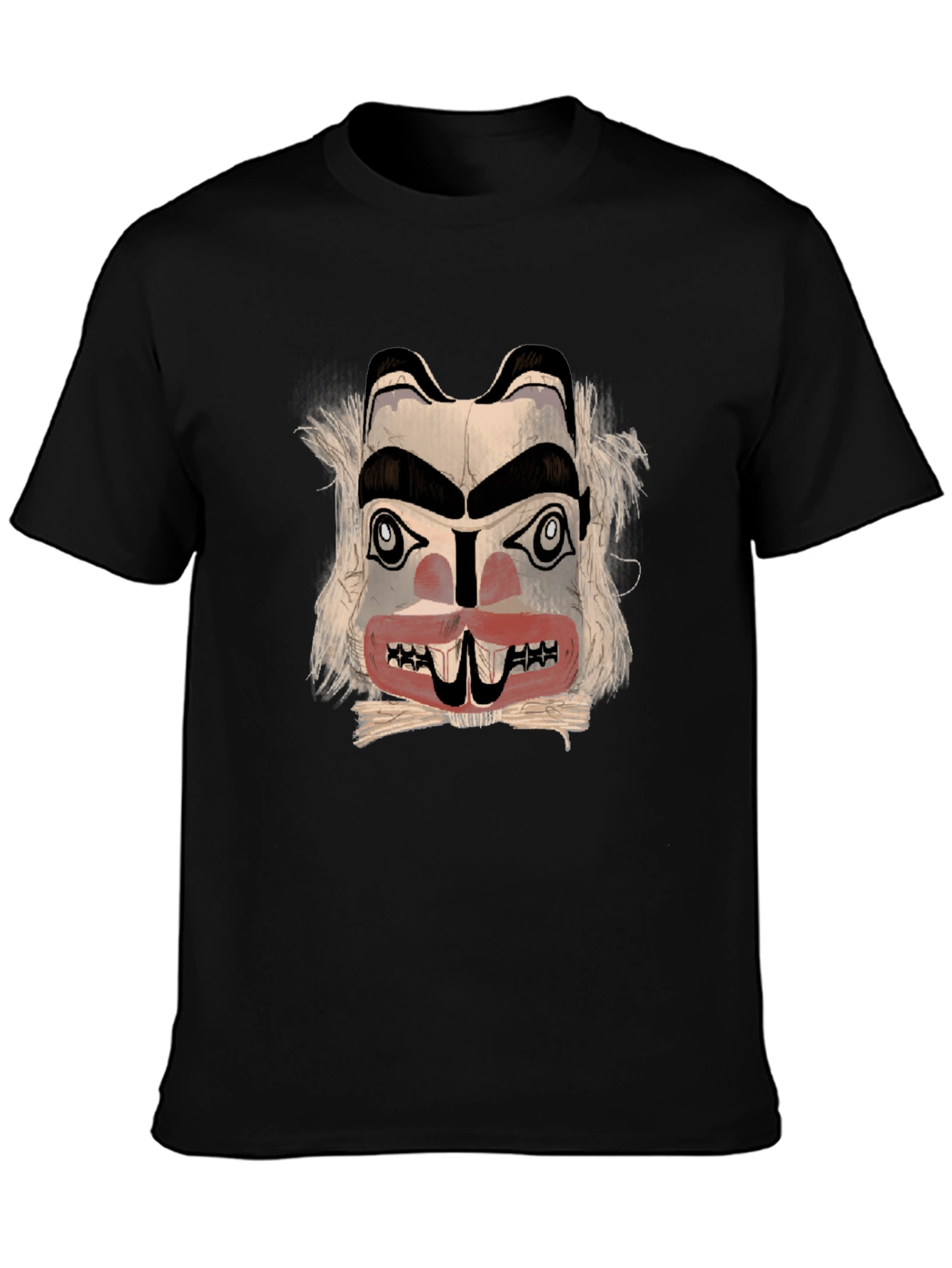 Graphic Tee: Native American Mask Design - Black
