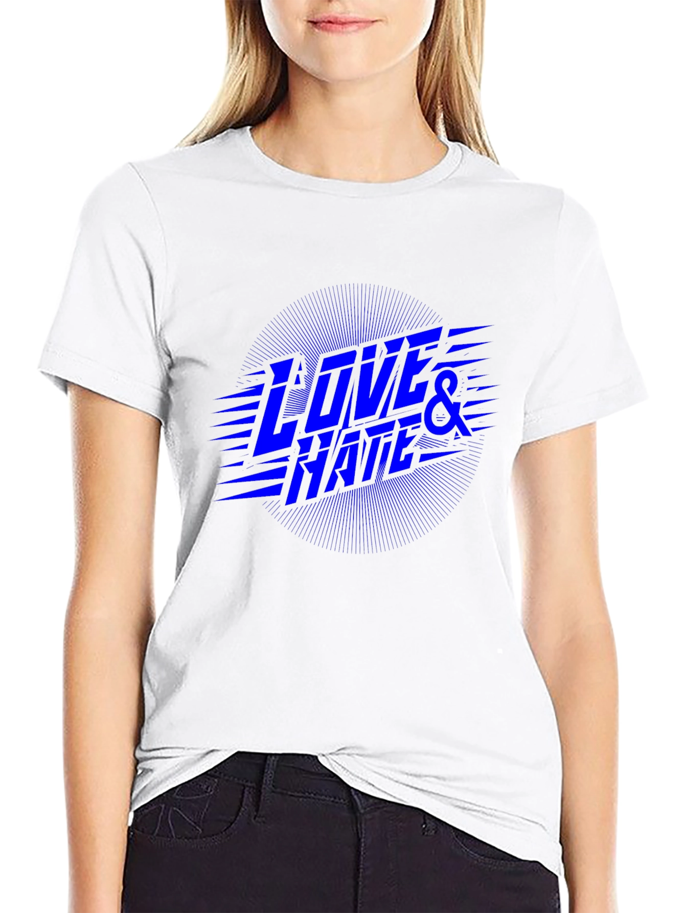 Love & Hate Graphic Print Black T-Shirt