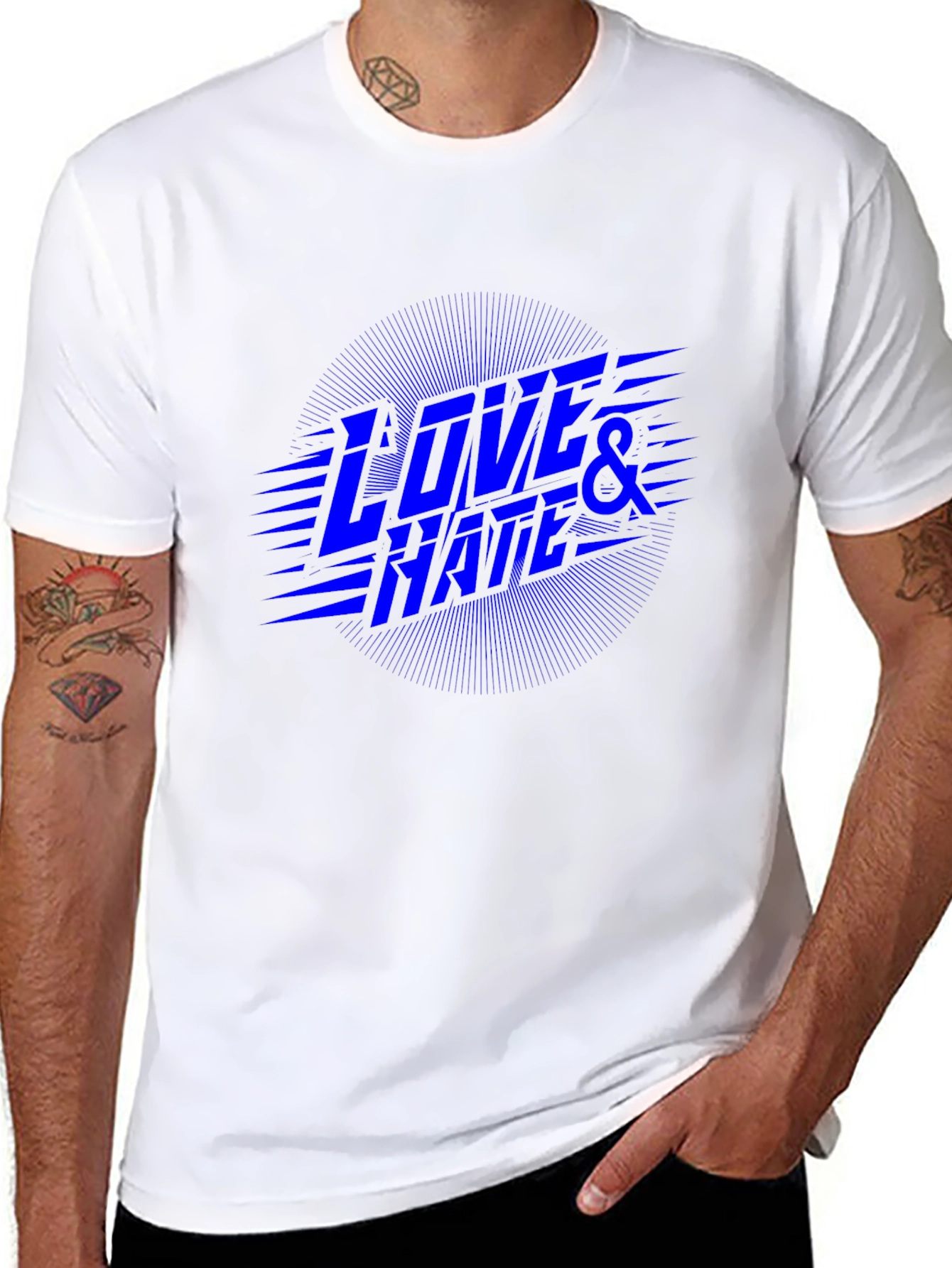 Love & Hate Graphic Print Black T-Shirt