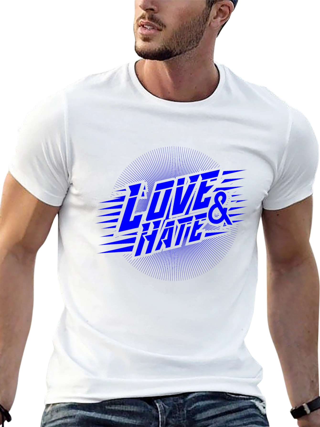 Love & Hate Graphic Print Black T-Shirt