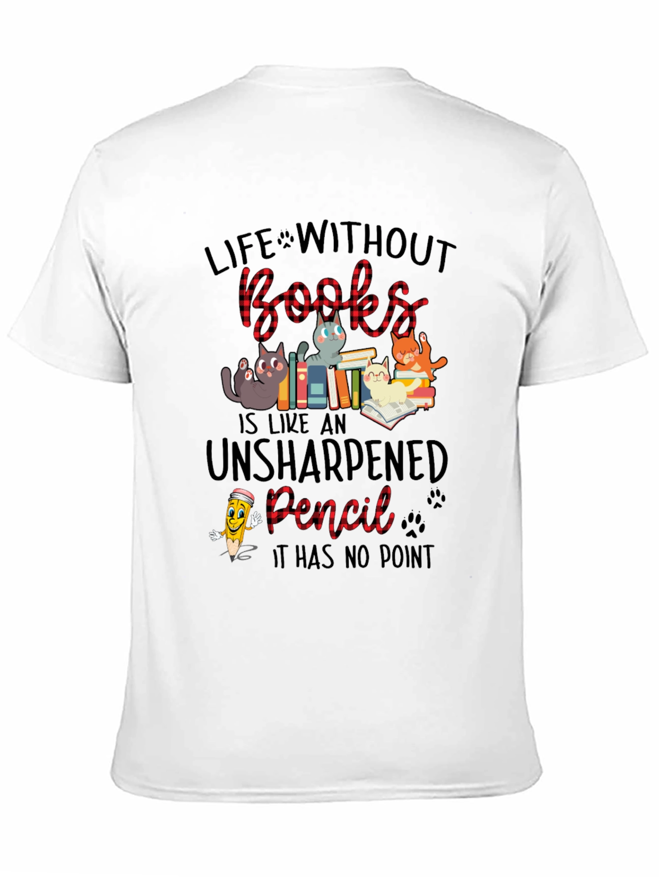 Life Without Books Cat Graphic T-Shirt