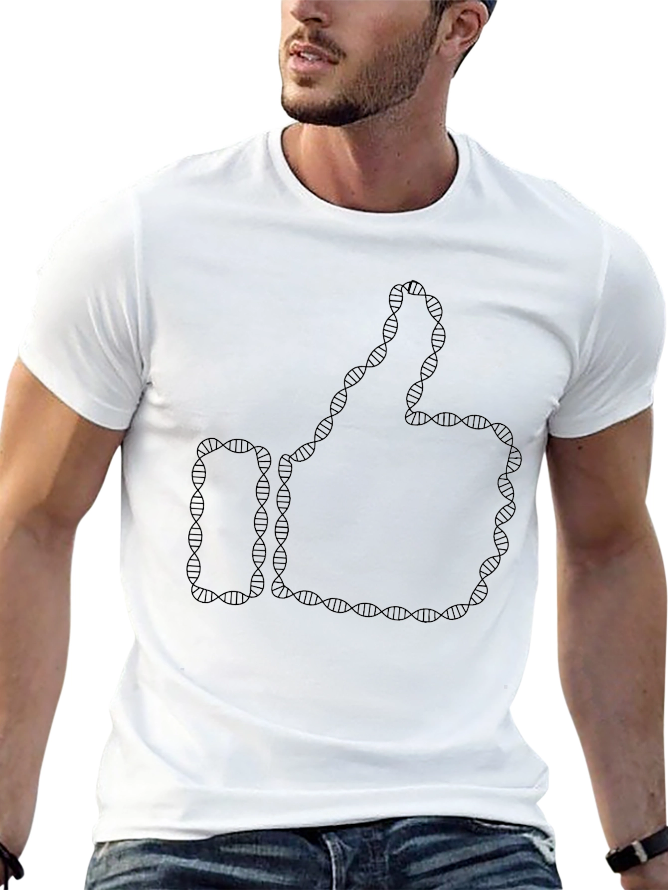 DNA Like Thumbs Up Black T-Shirt