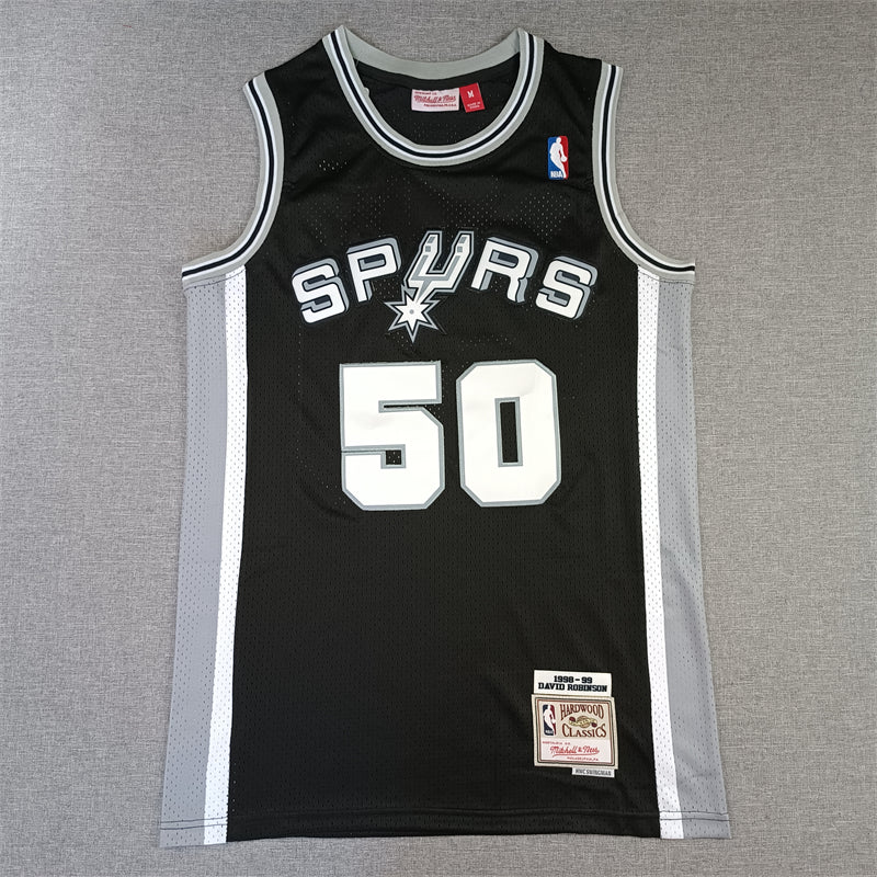 Men's San Antonio Spurs David Robinson Black Big & Tall Hardwood Classics Jerseys
