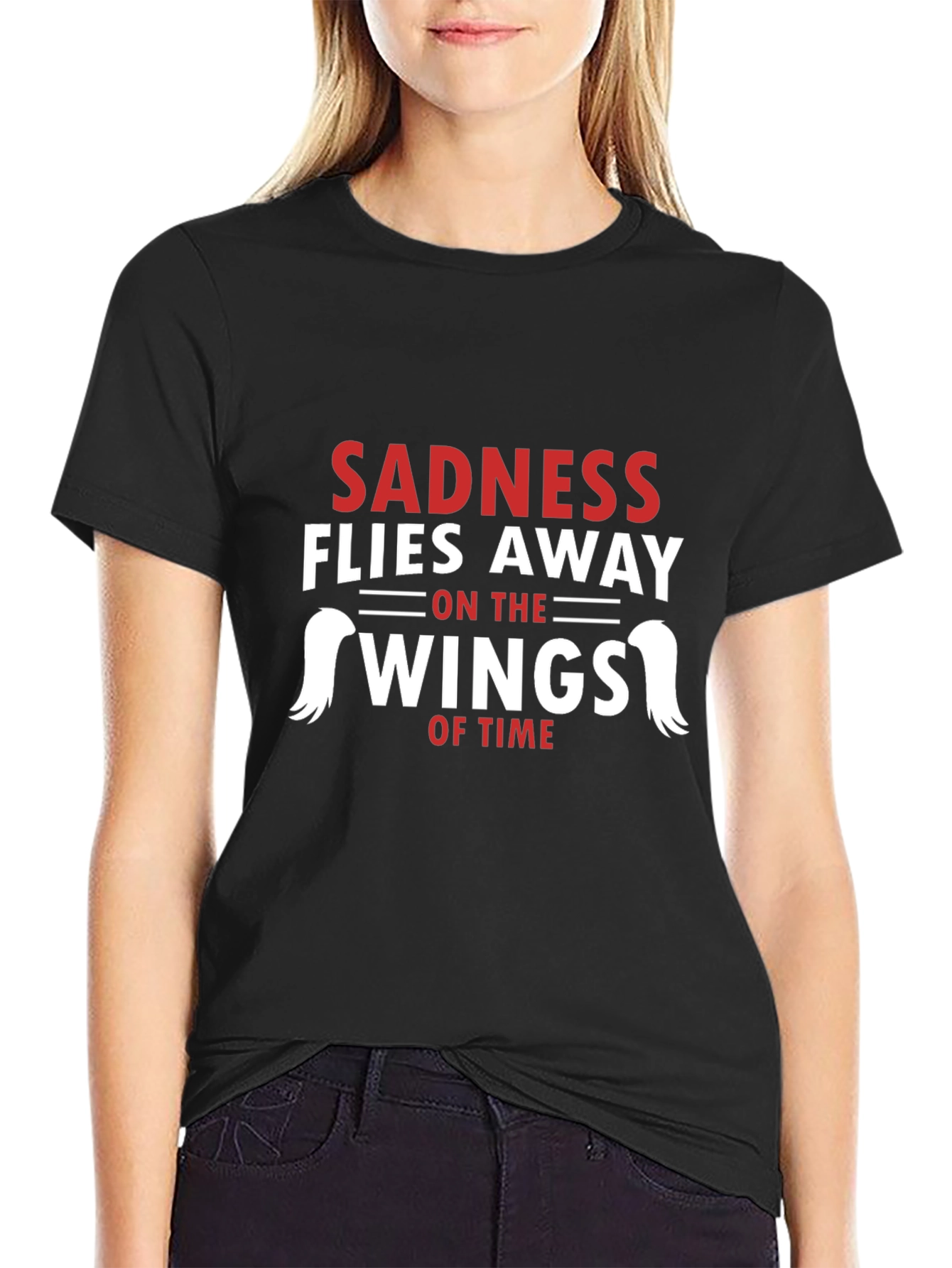 Sadness Flies Away Graphic Tee - Black Cotton T-Shirt