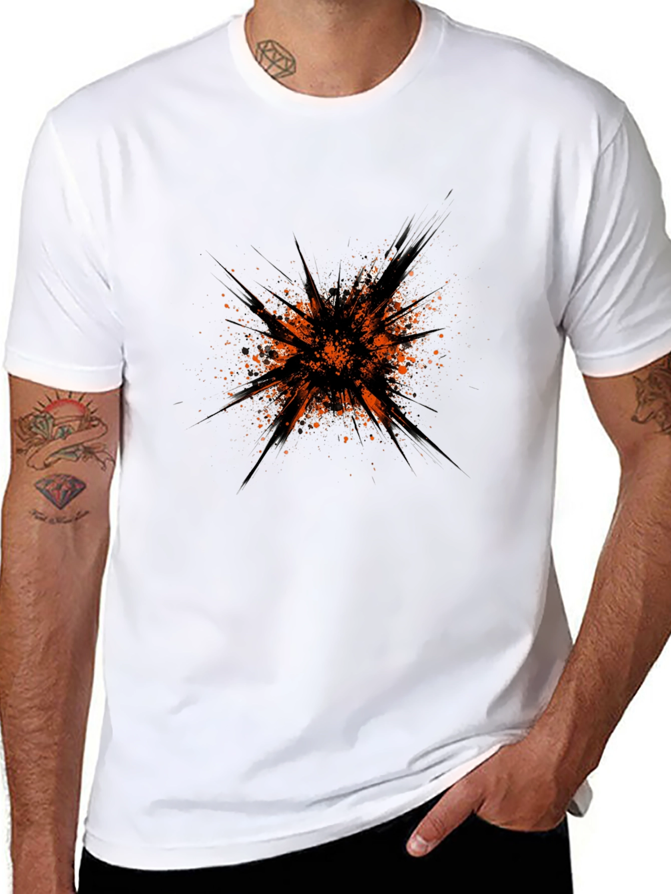 Abstract Splatter Graphic Black T-Shirt