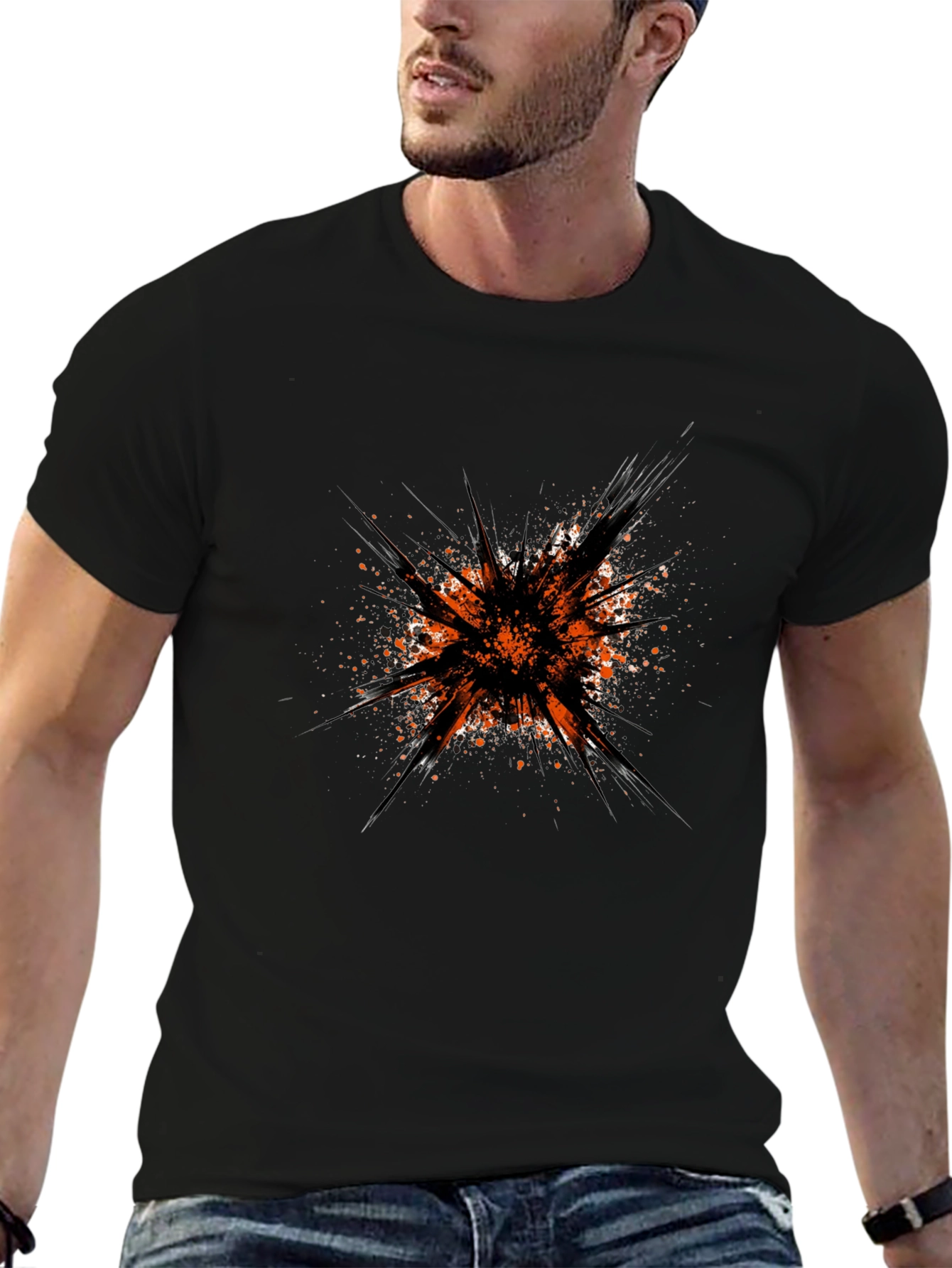 Abstract Splatter Graphic Black T-Shirt