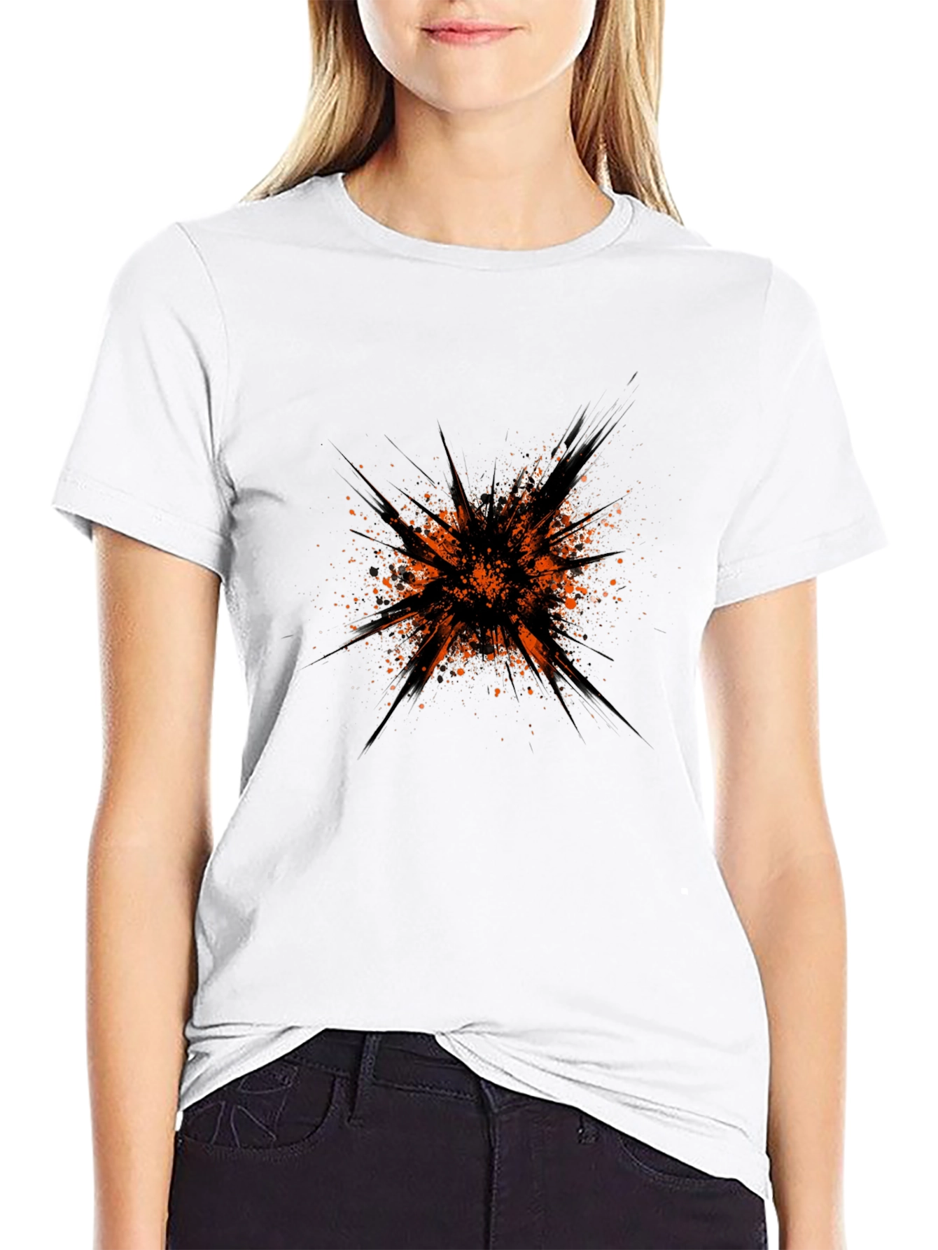 Abstract Splatter Graphic Black T-Shirt