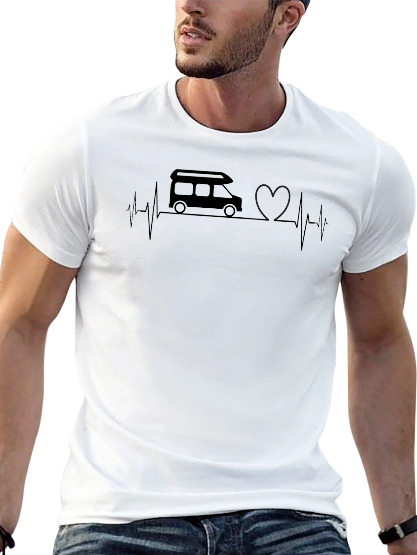 Camper Van Heartbeat Graphic Tee - Unisex