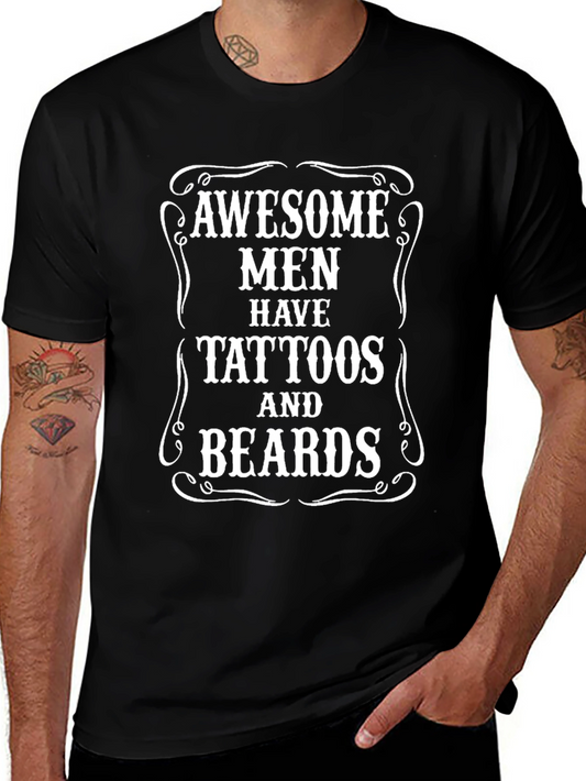 Awesome Men Tattoos and Beards Graphic T-Shirt