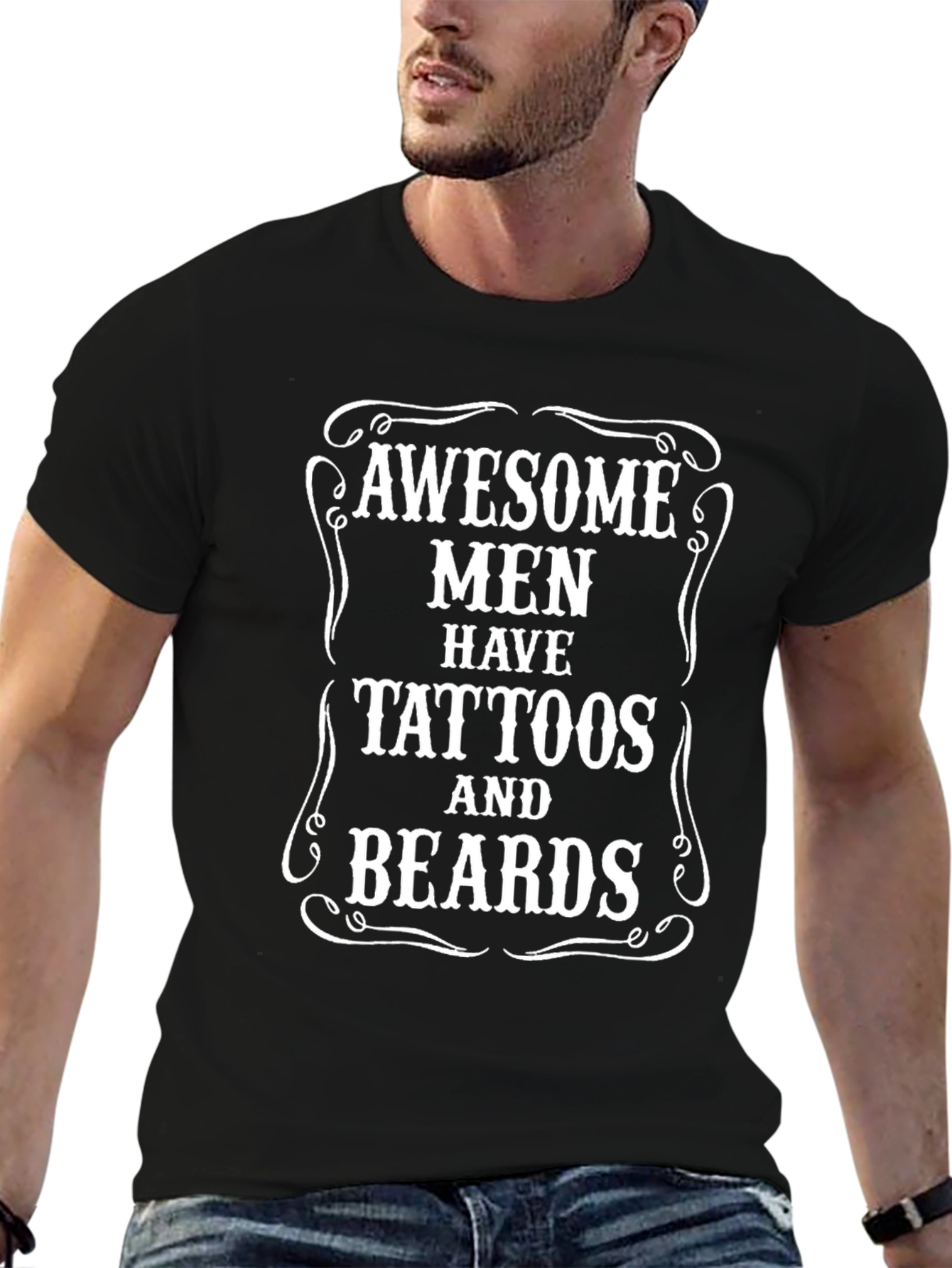 Awesome Men Tattoos and Beards Graphic T-Shirt