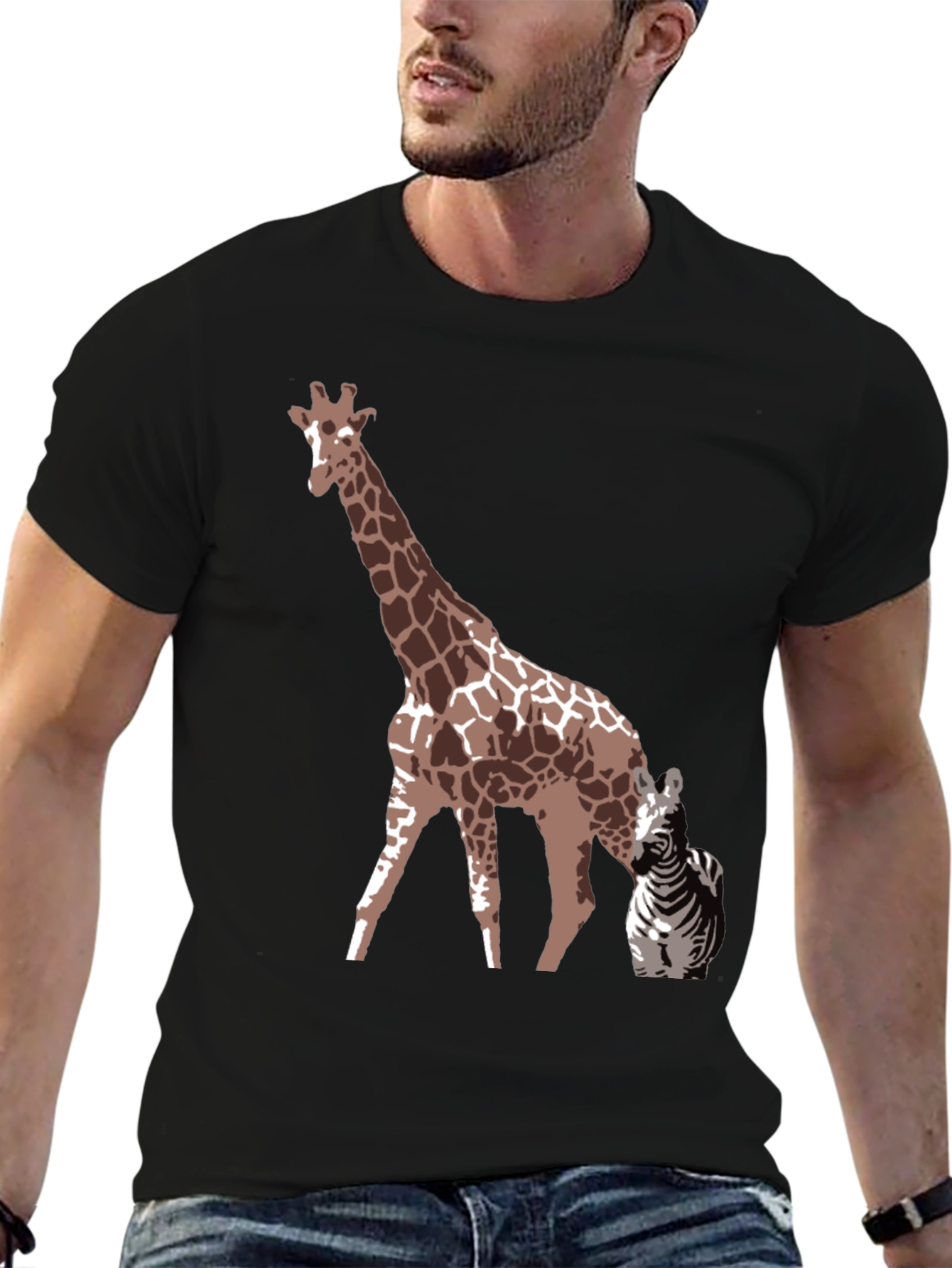 Giraffe & Zebra Graphic Tee - Unique Animal Print