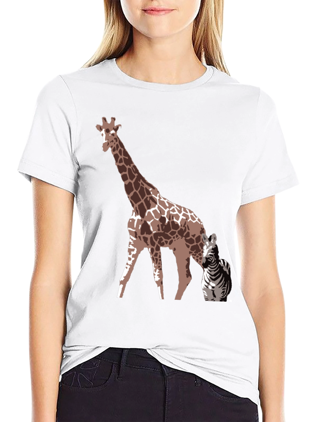 Giraffe & Zebra Graphic Tee - Unique Animal Print