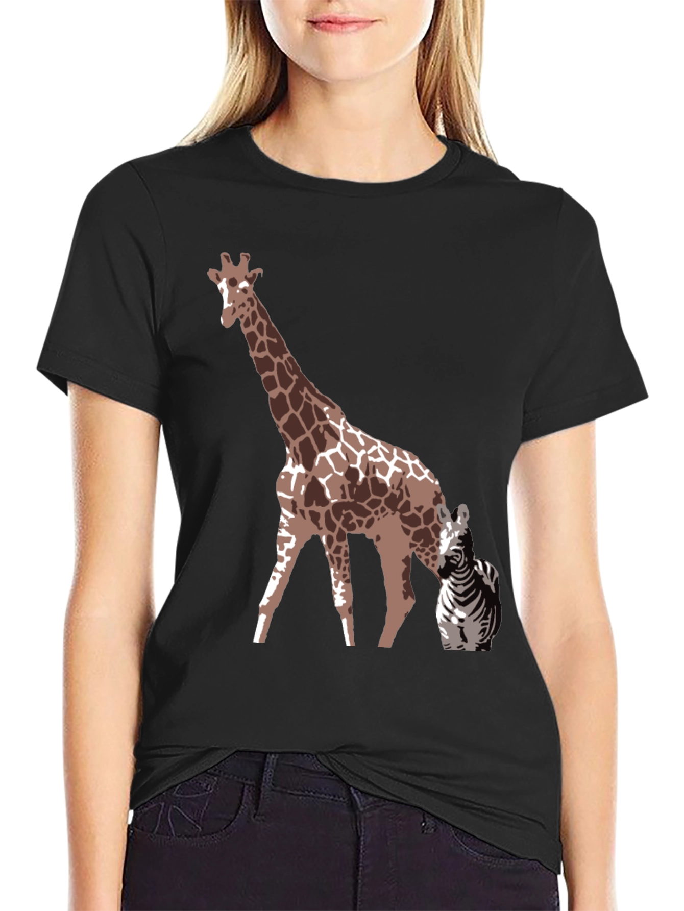 Giraffe & Zebra Graphic Tee - Unique Animal Print