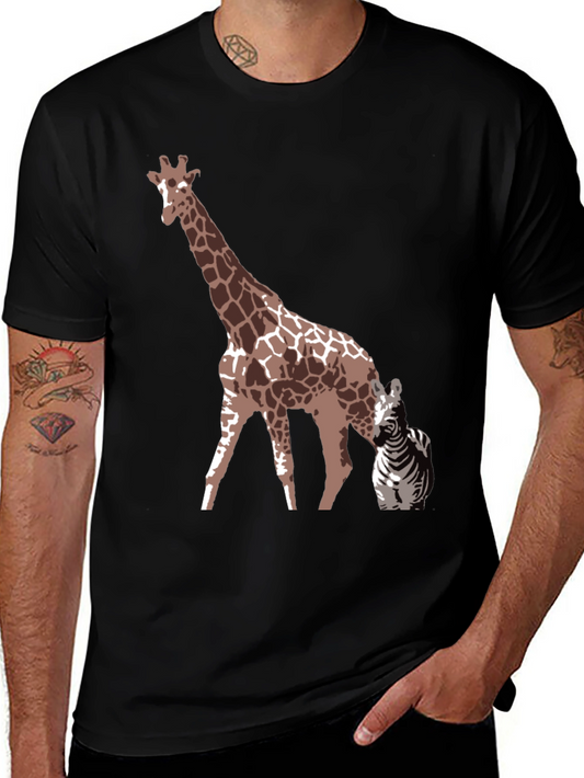 Giraffe & Zebra Graphic Tee - Unique Animal Print