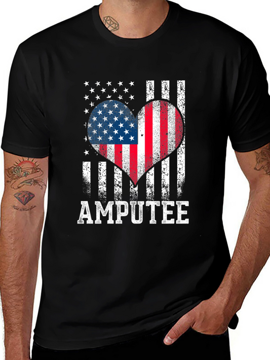 Amputee USA Flag Heart Graphic Tee