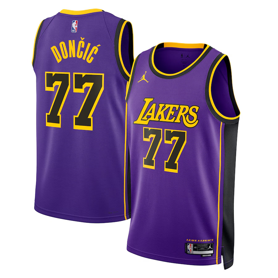 Los Angeles Lakers Jordan Brand Statement Edition Swingman Jersey - Purple - Luka Don��i��